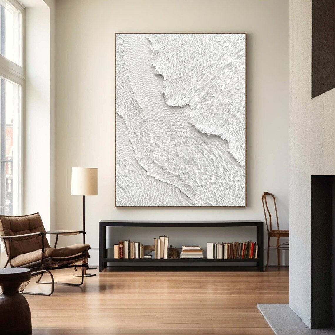 White 3D Textured art Painting,White Textured Art,White Abstract Art,White Minimalist Art,White high quality Abstract Canvas Art,white Home Wall Decor