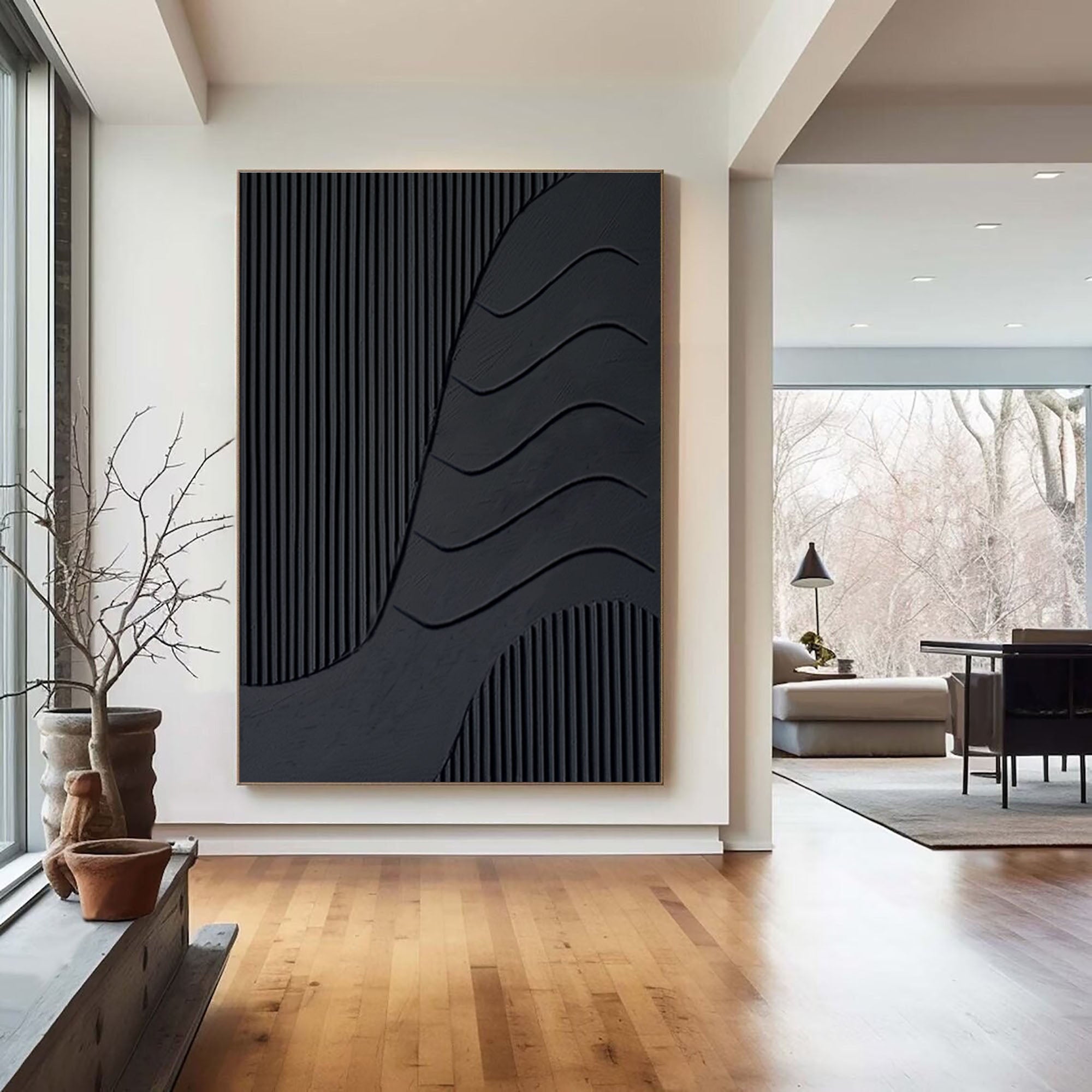 Modern Black Textured Minimalist Art #BM 026