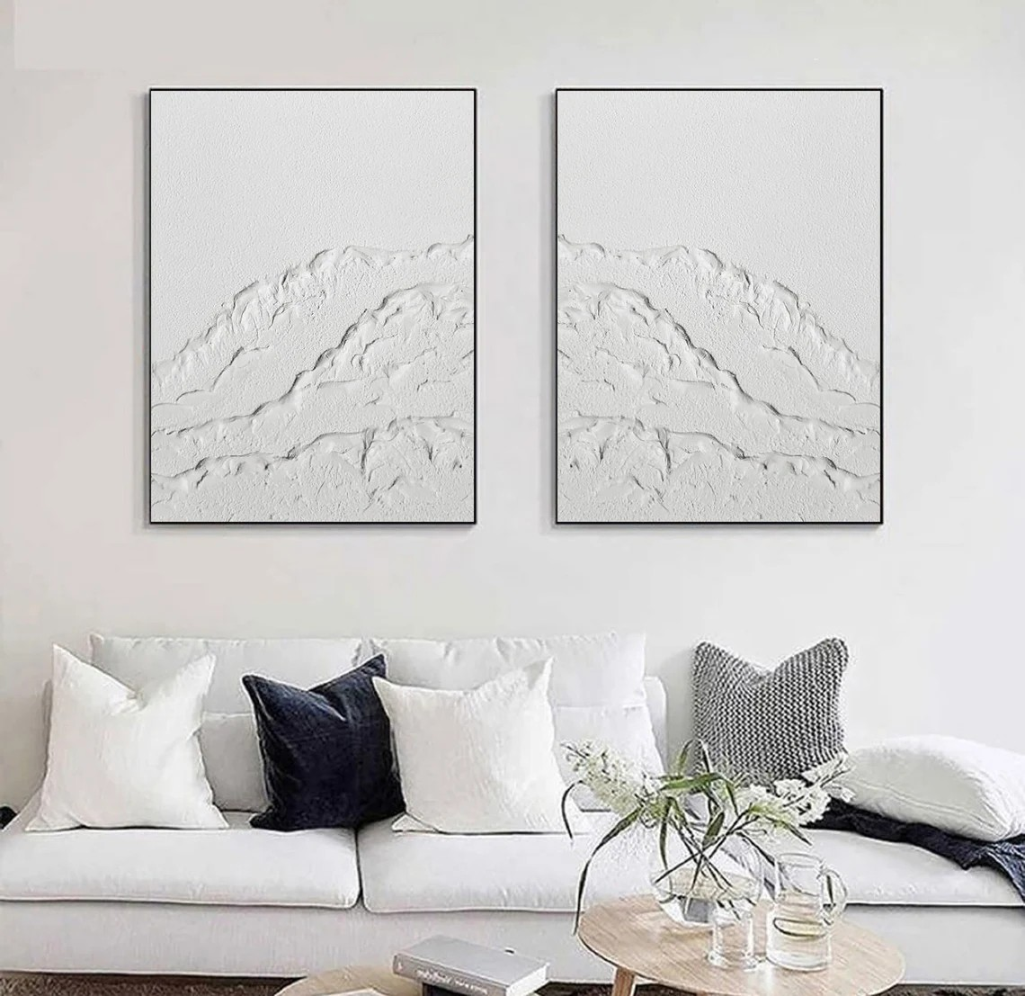 Minimalist White Textured Wall Art Set #BGA 017