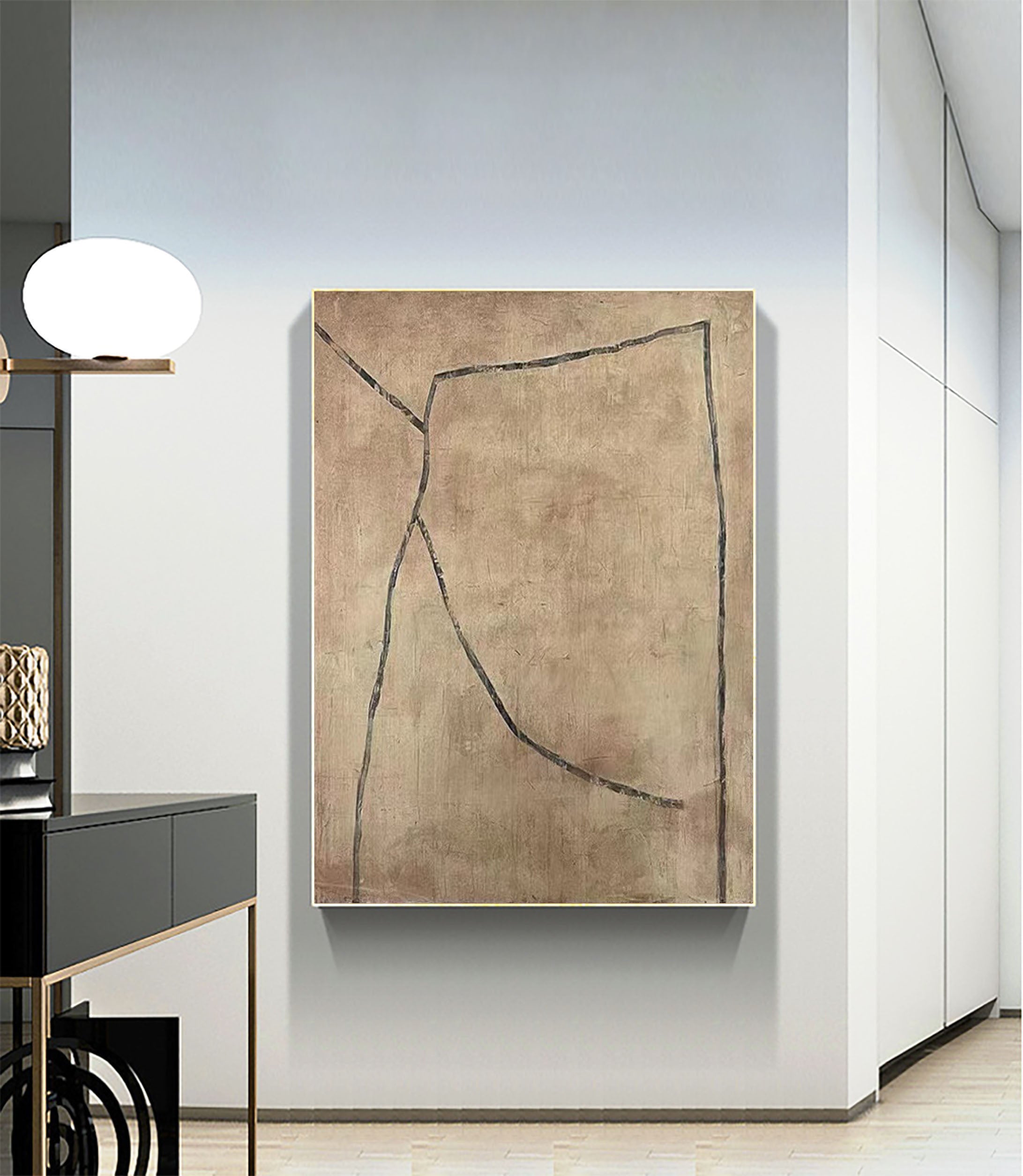 Beige & Brown Abstract Painting #LL 018