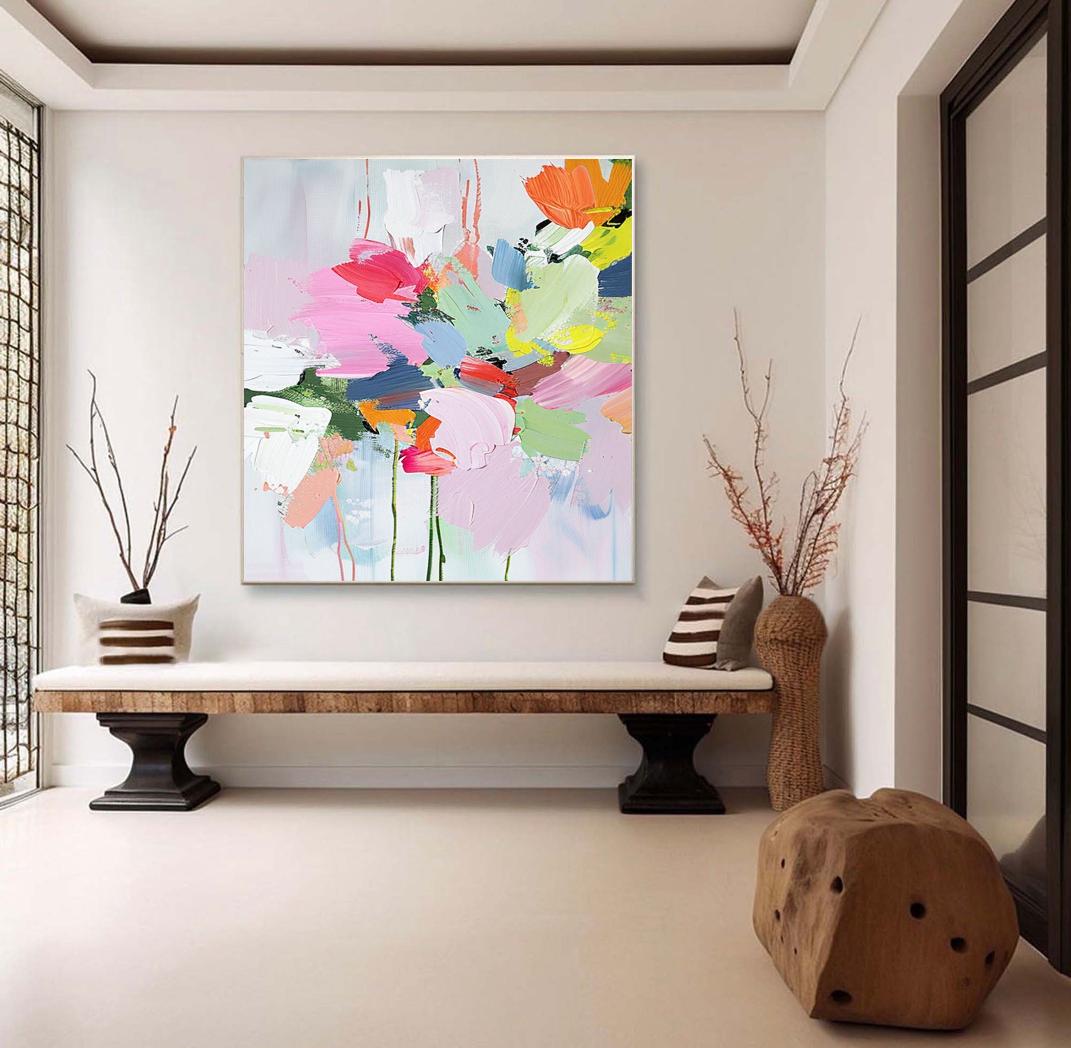 Vibrant Bloom Canvas Art Colorful Wall Decor #FT 038