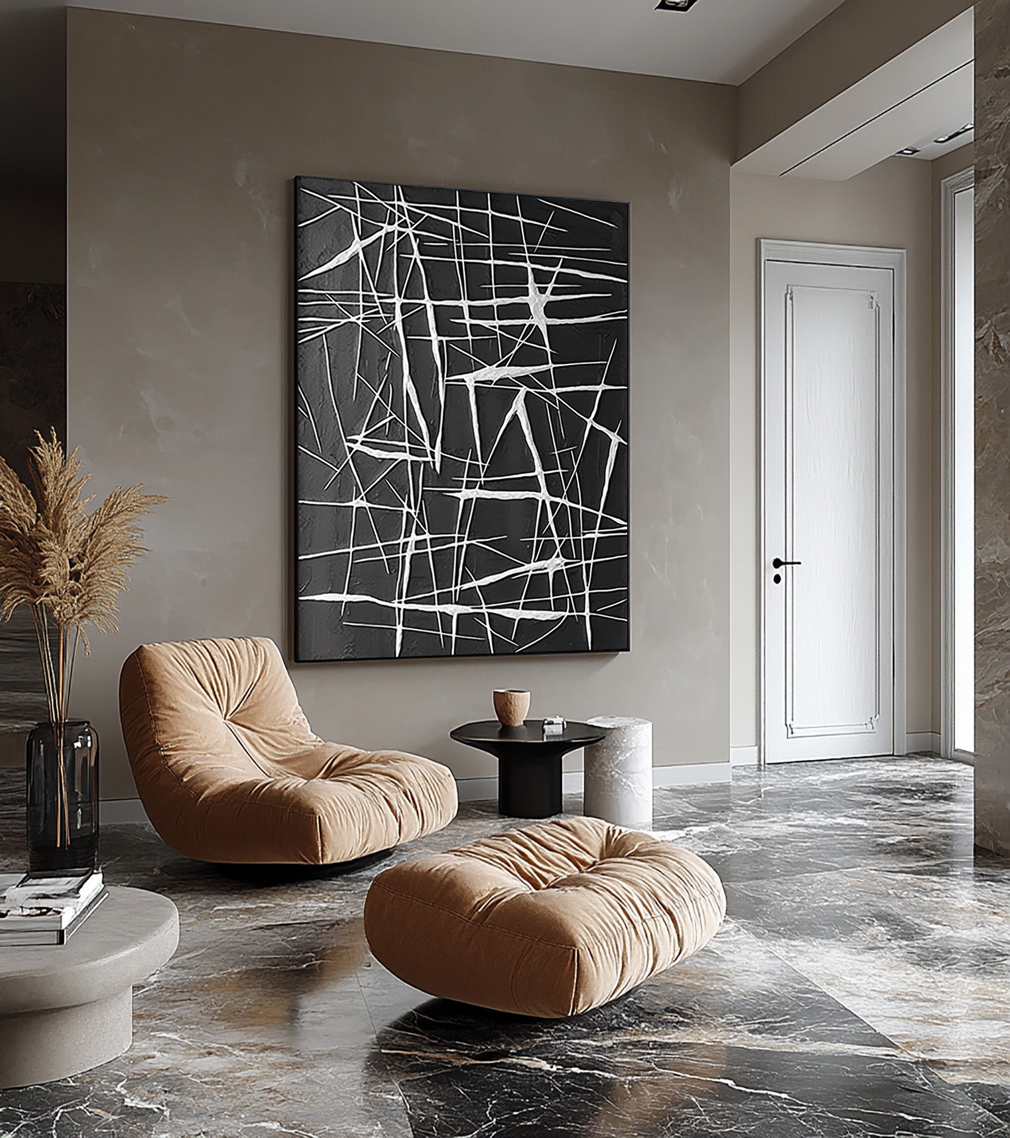 Oversized Black and White Abstract Wall Art for Bold Spaces #BBA 058