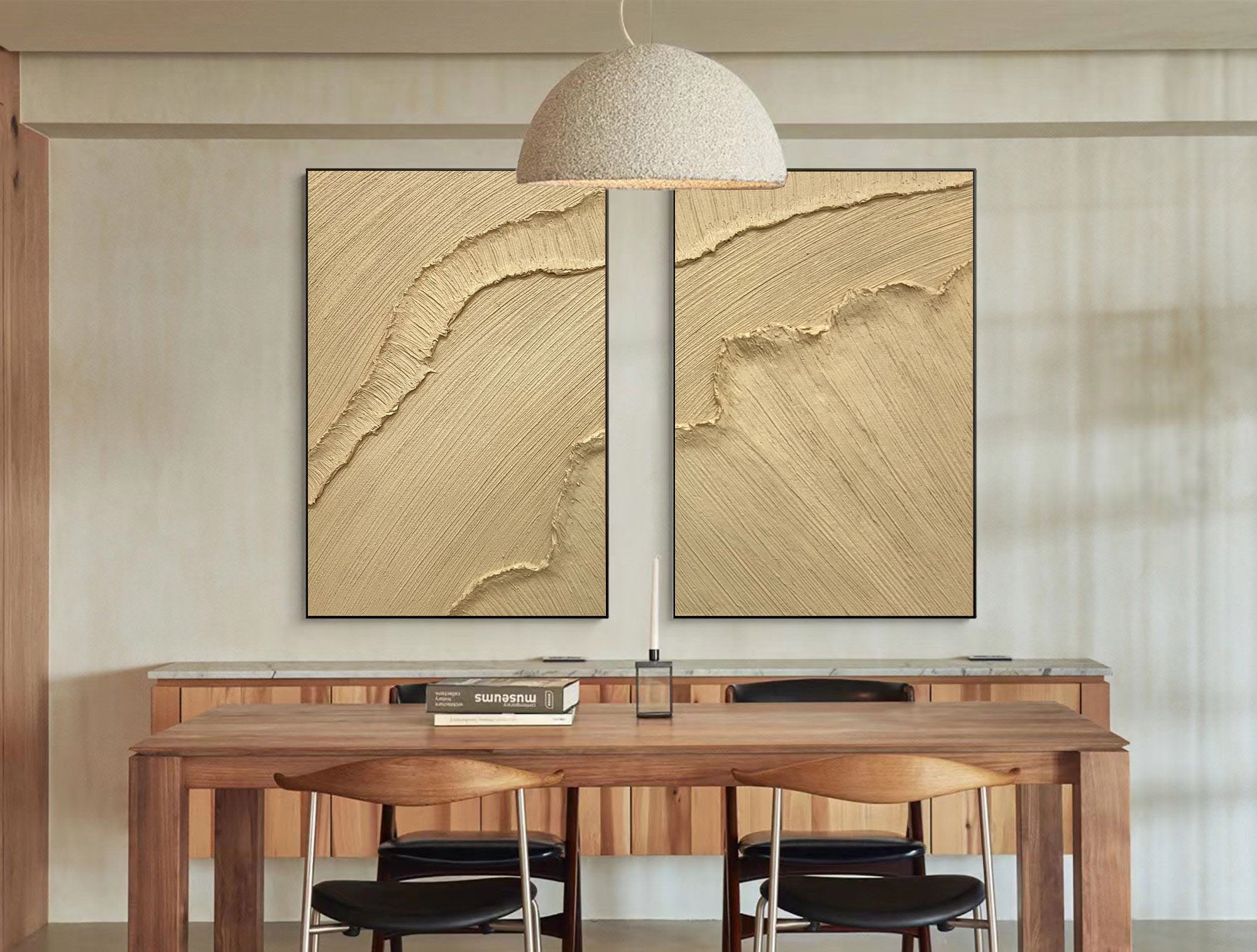 Modern Beige Texture Canvas Wall Art Duo Set Of 2 #BBS 001