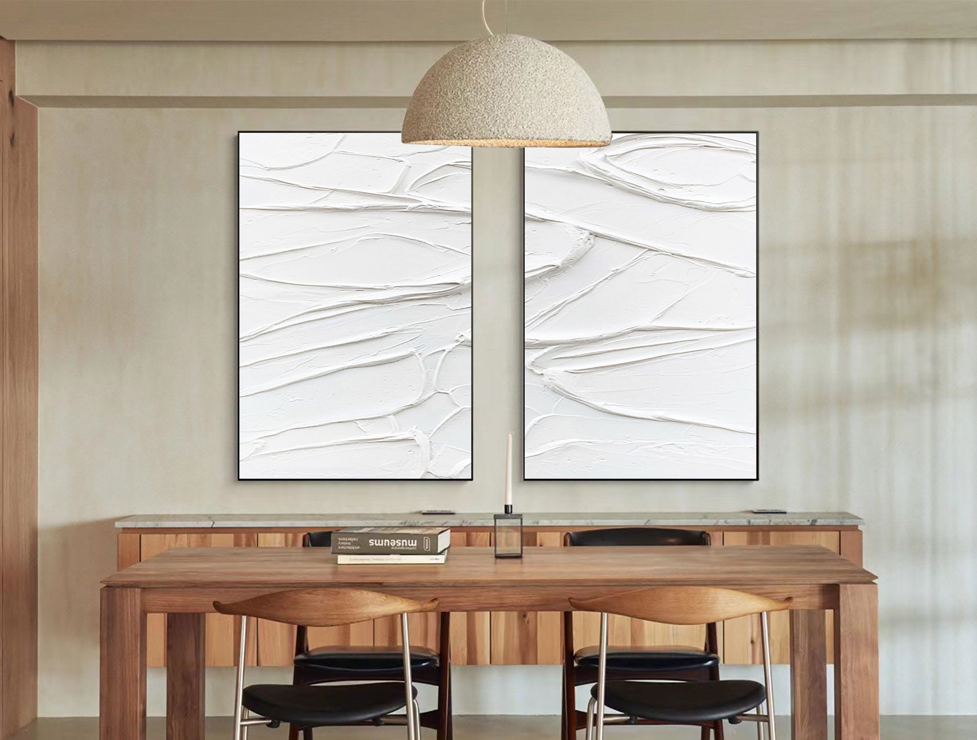 White Minimalist Abstract Painting SET OF 2 #AVG 025