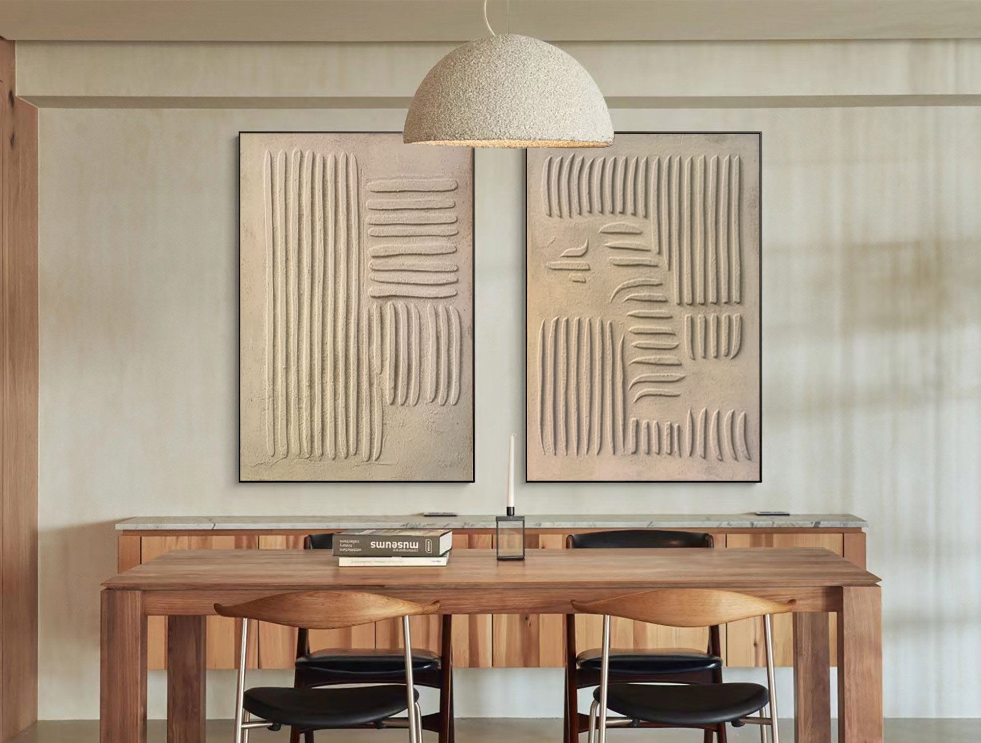 Modern Beige Texture Canvas Wall Art Duo Set Of 2 #BBS 002