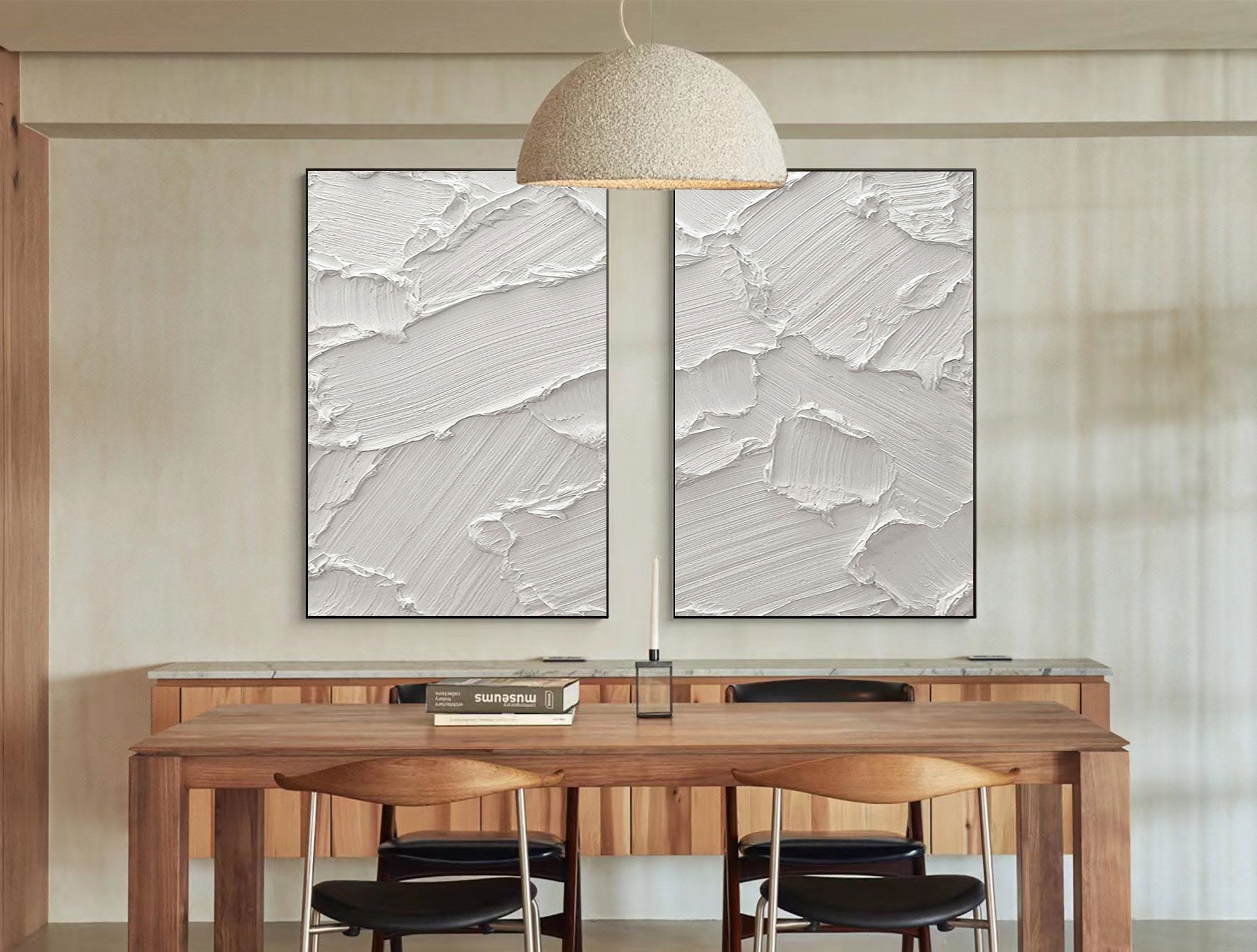 White Minimalist Abstract Painting SET OF 2 #AVG 026