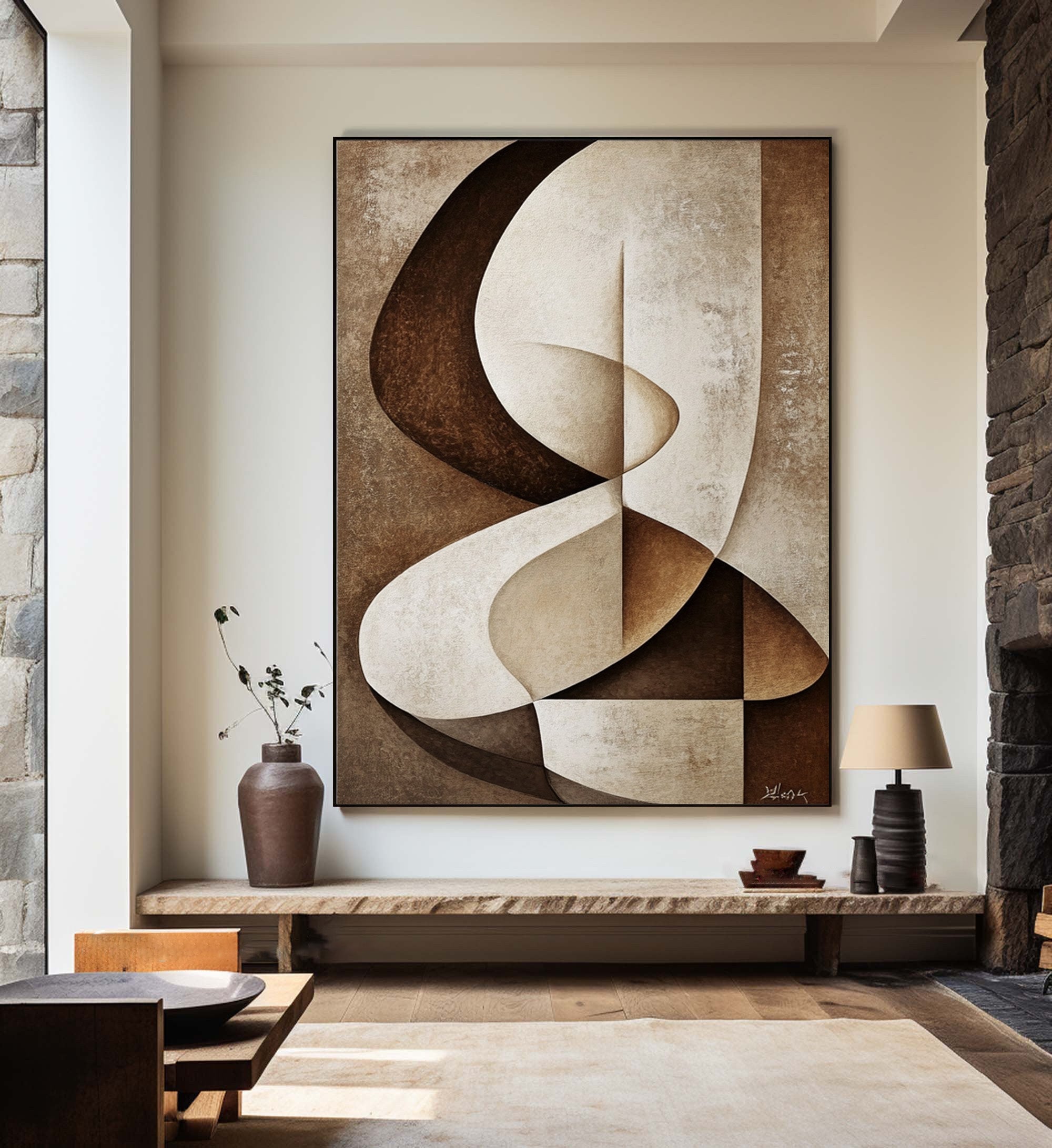 Brown Tones Abstract Wall Art Elegant Modern Decor #BBA 021