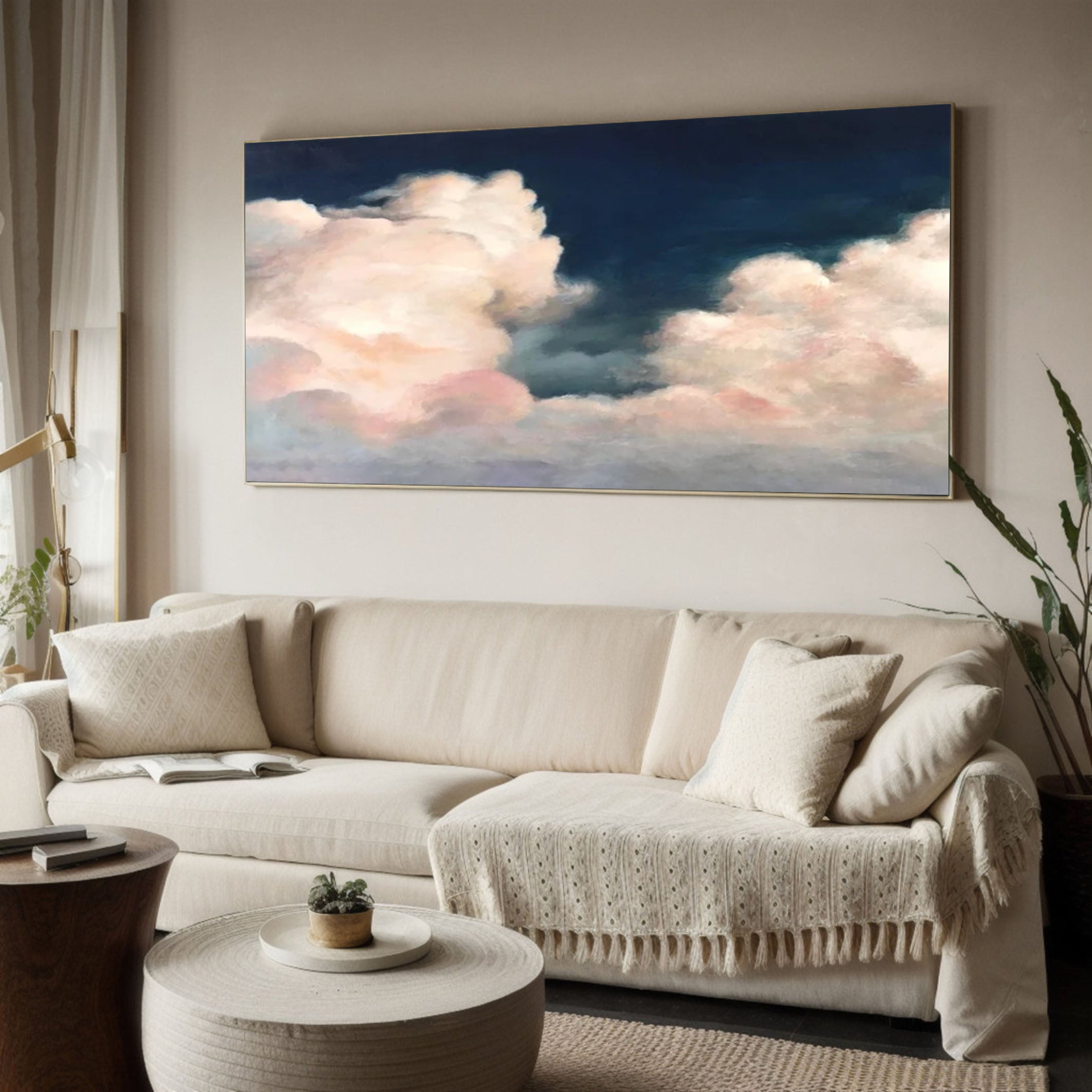 Luminous Sky Clouds Canvas Soft Pastel Wall Art for Serene Decor #OS 004