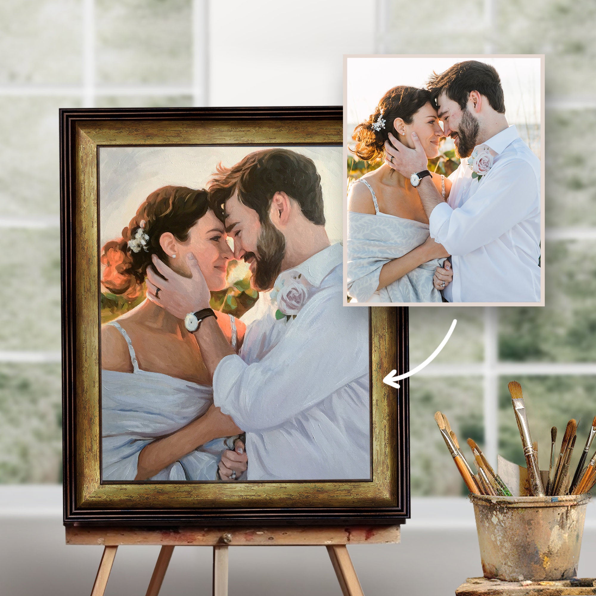 Custom Wedding Portrait Oil Paintings: Personalized Bridal and Couple Art