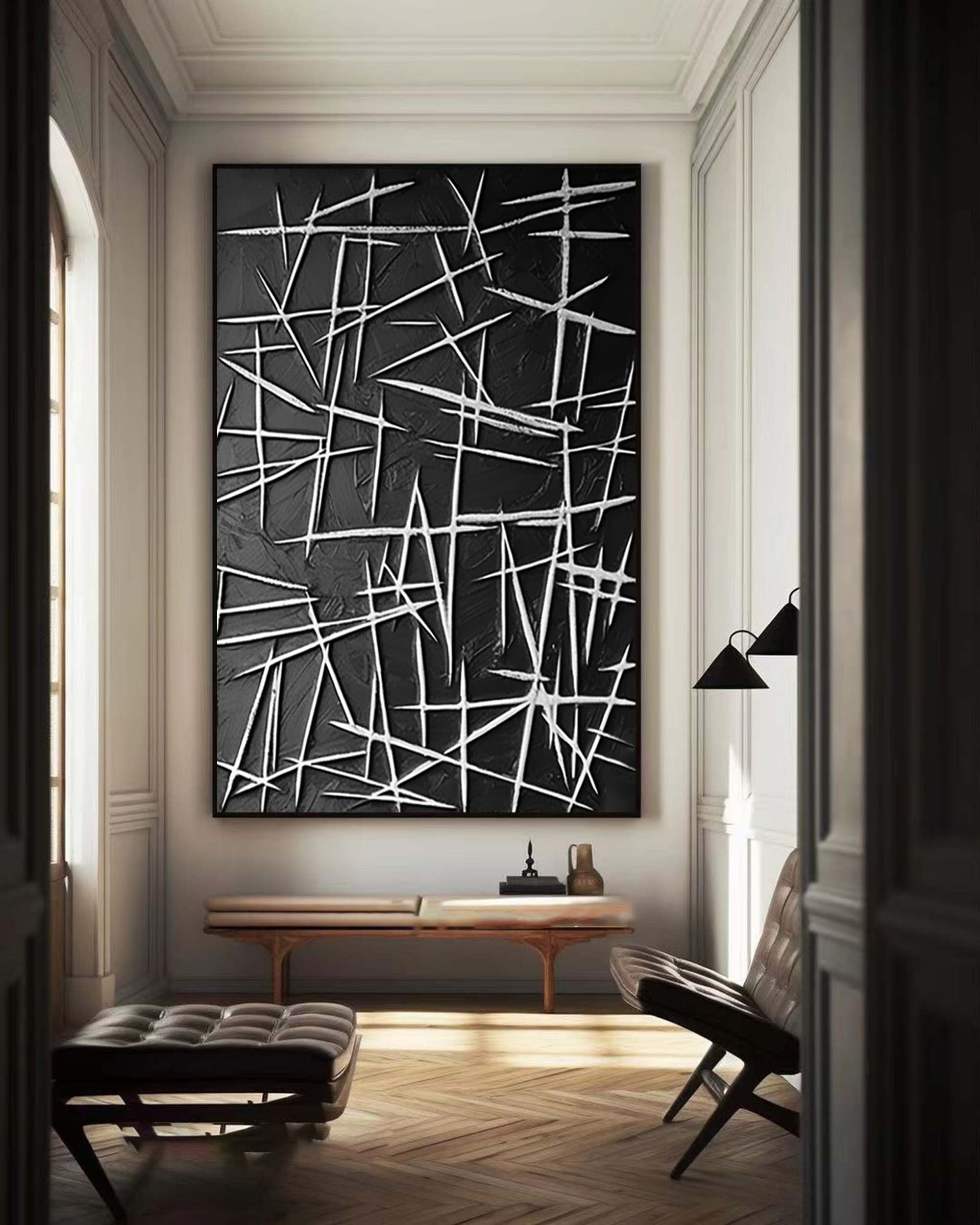 Add Elegance with Black and White Abstract Wall Art #BBA 057