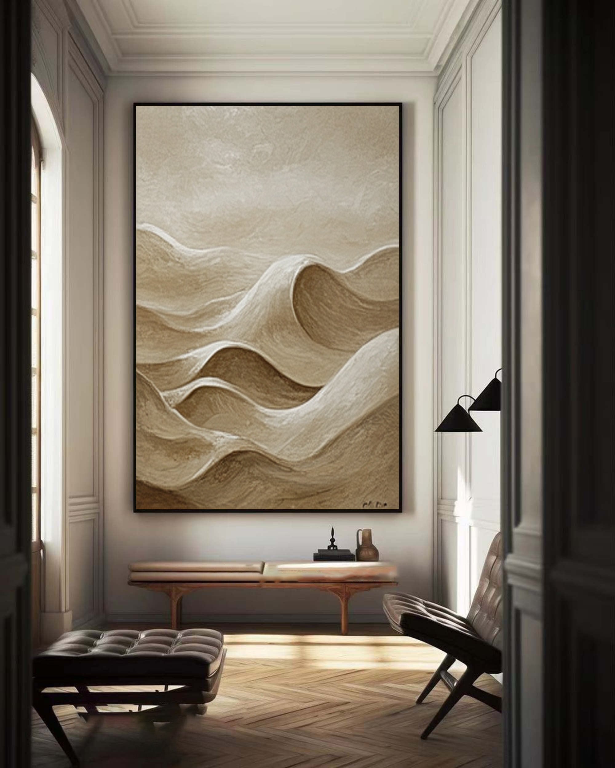 Abstract Mountain Wall Art - Neutral Minimalist Canvas for Home Decor  #OS 086