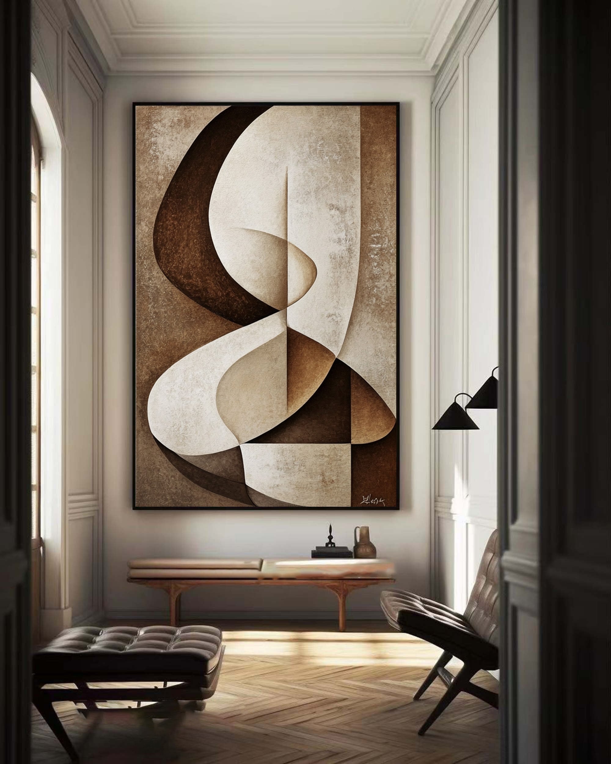 Brown Tones Abstract Wall Art Elegant Modern Decor #BBA 021