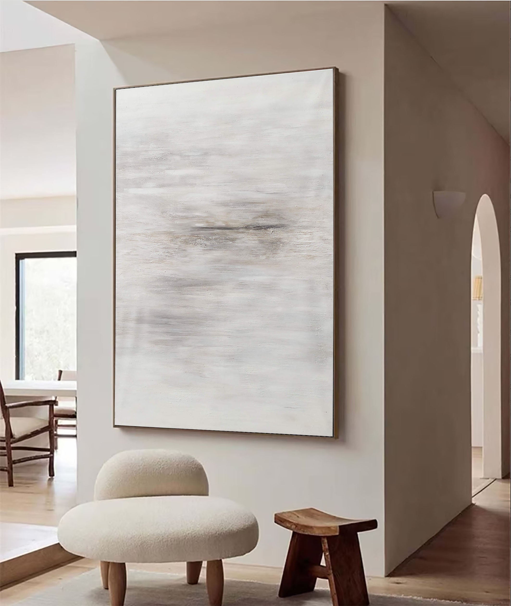 Large White Minimalist Canvas With Subtle Variations #BGA 038