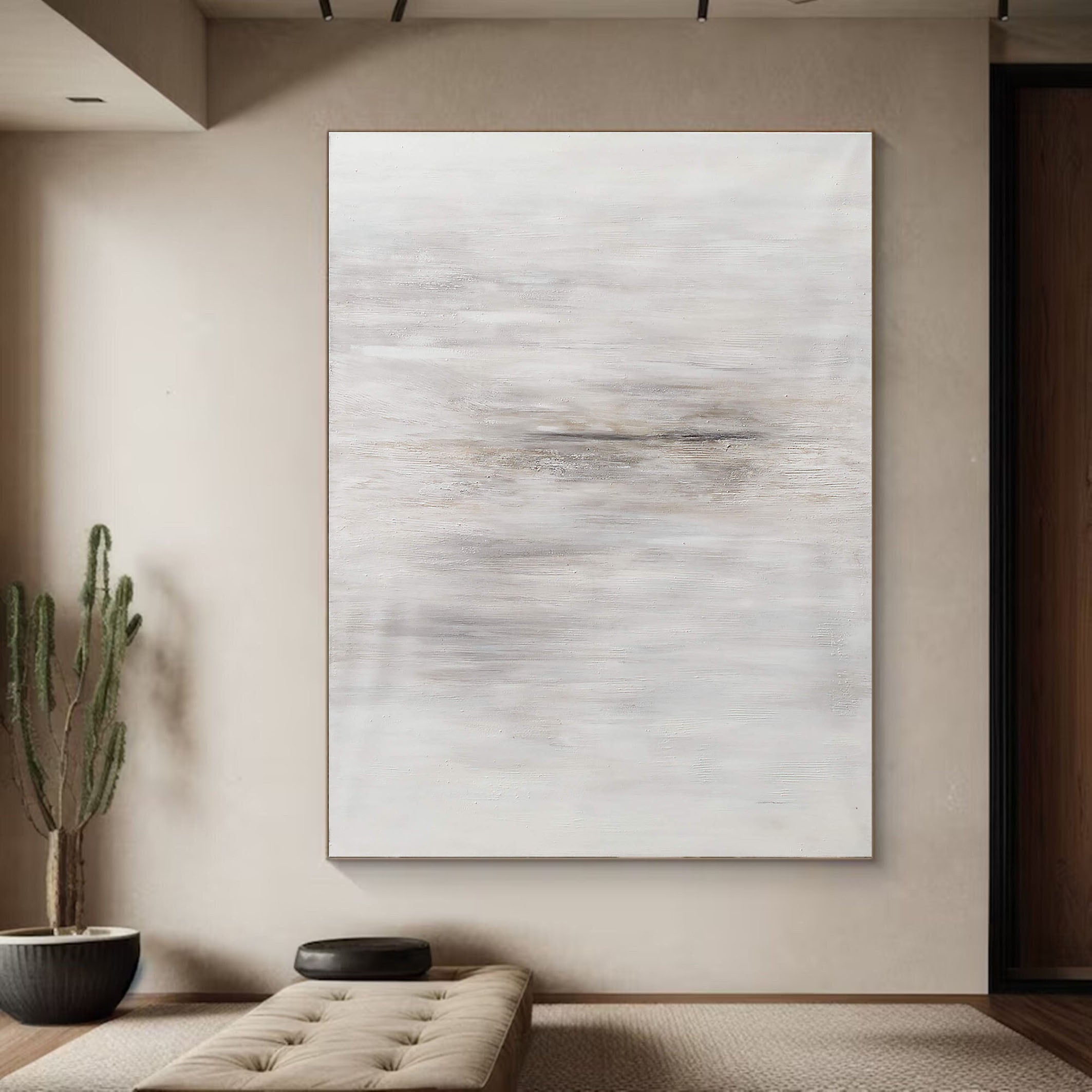 Large White Minimalist Canvas With Subtle Variations #BGA 038