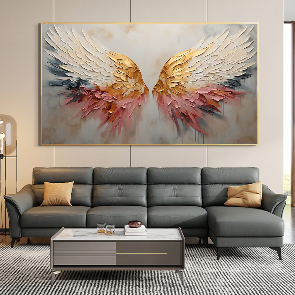 3D Angel Wing Abstract Wall Art in Soft Tones #BGA 022