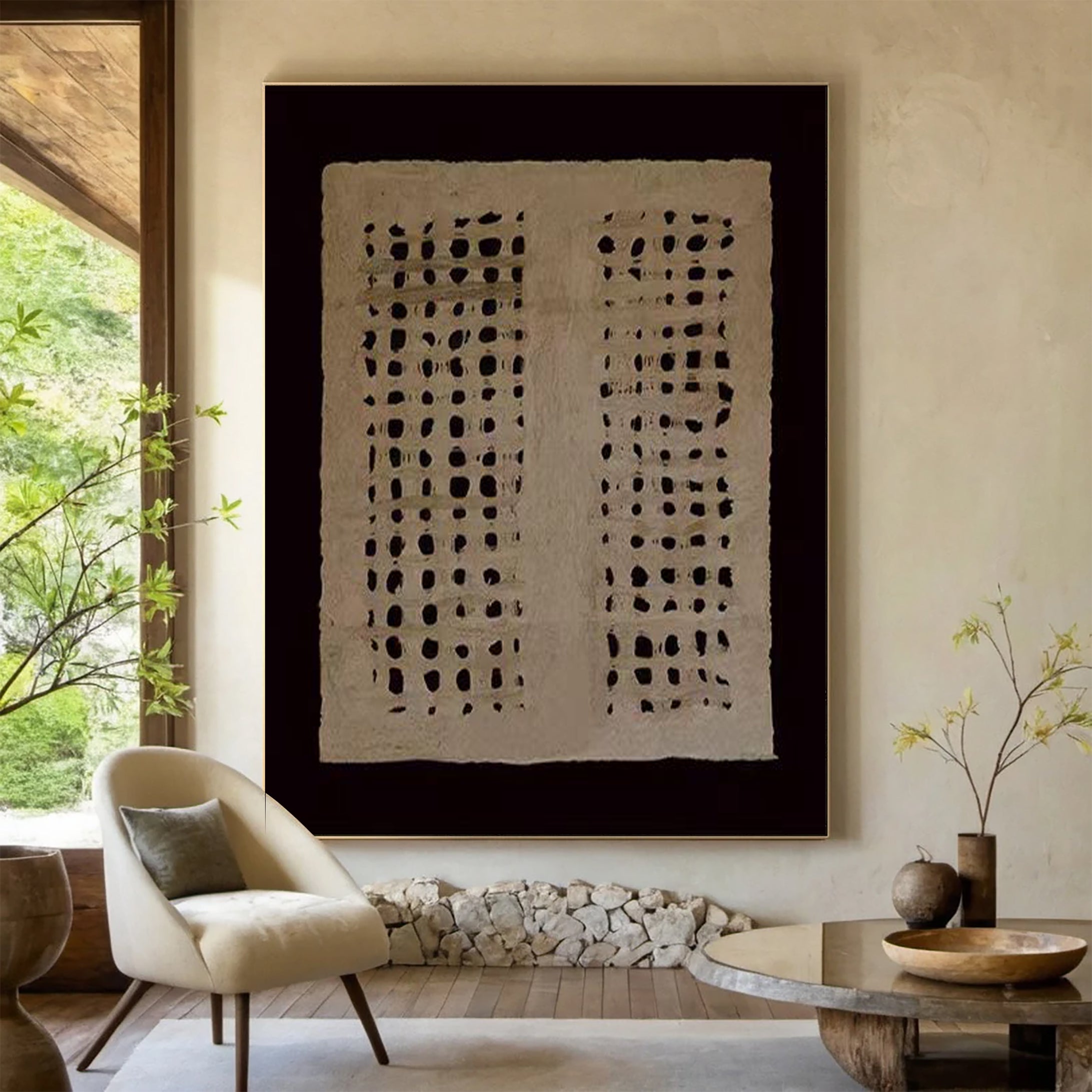 Wabi Sabi Wall Art Organic Abstract Canvas for Tranquil Interiors #BBA 036