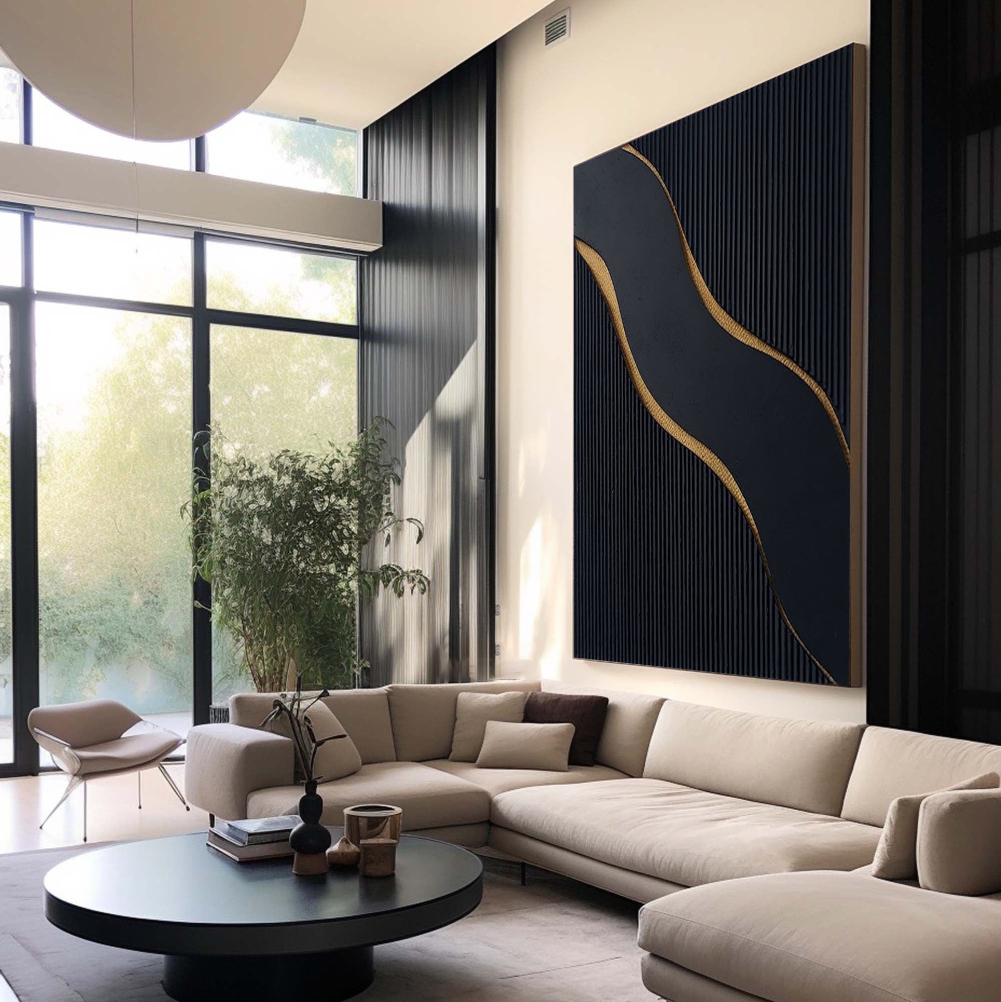 Elegant Black and Gold Abstract Wall Art for Modern Interiors #BM 038