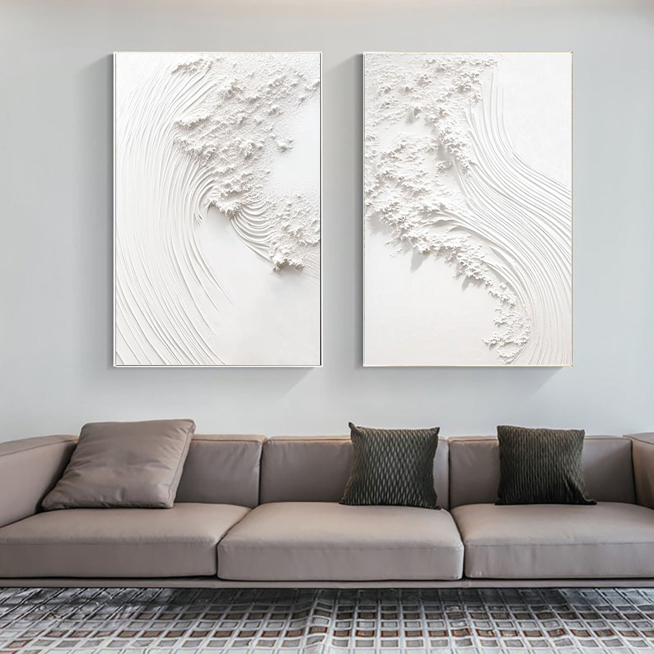 White Minimalist Painting Set Of 2 #WMS 008