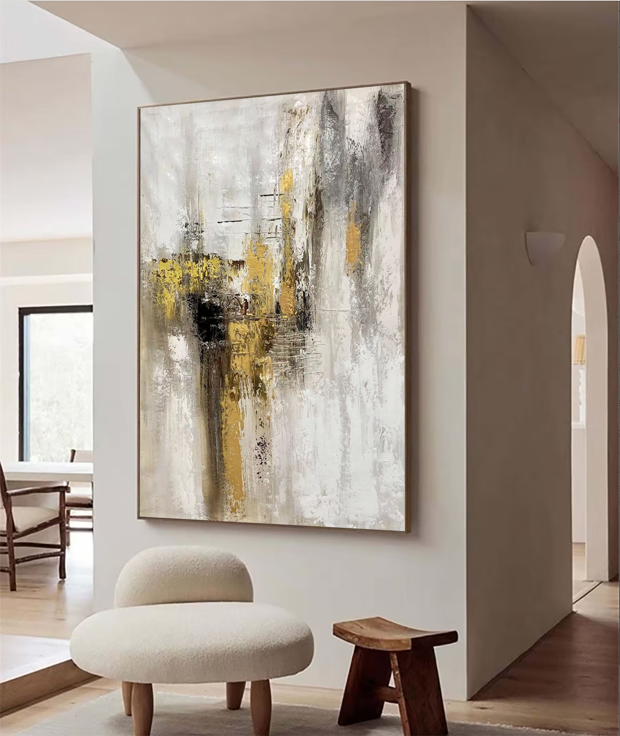 Neutral Abstract Art Oil Painting for Room Decor #BBA 019