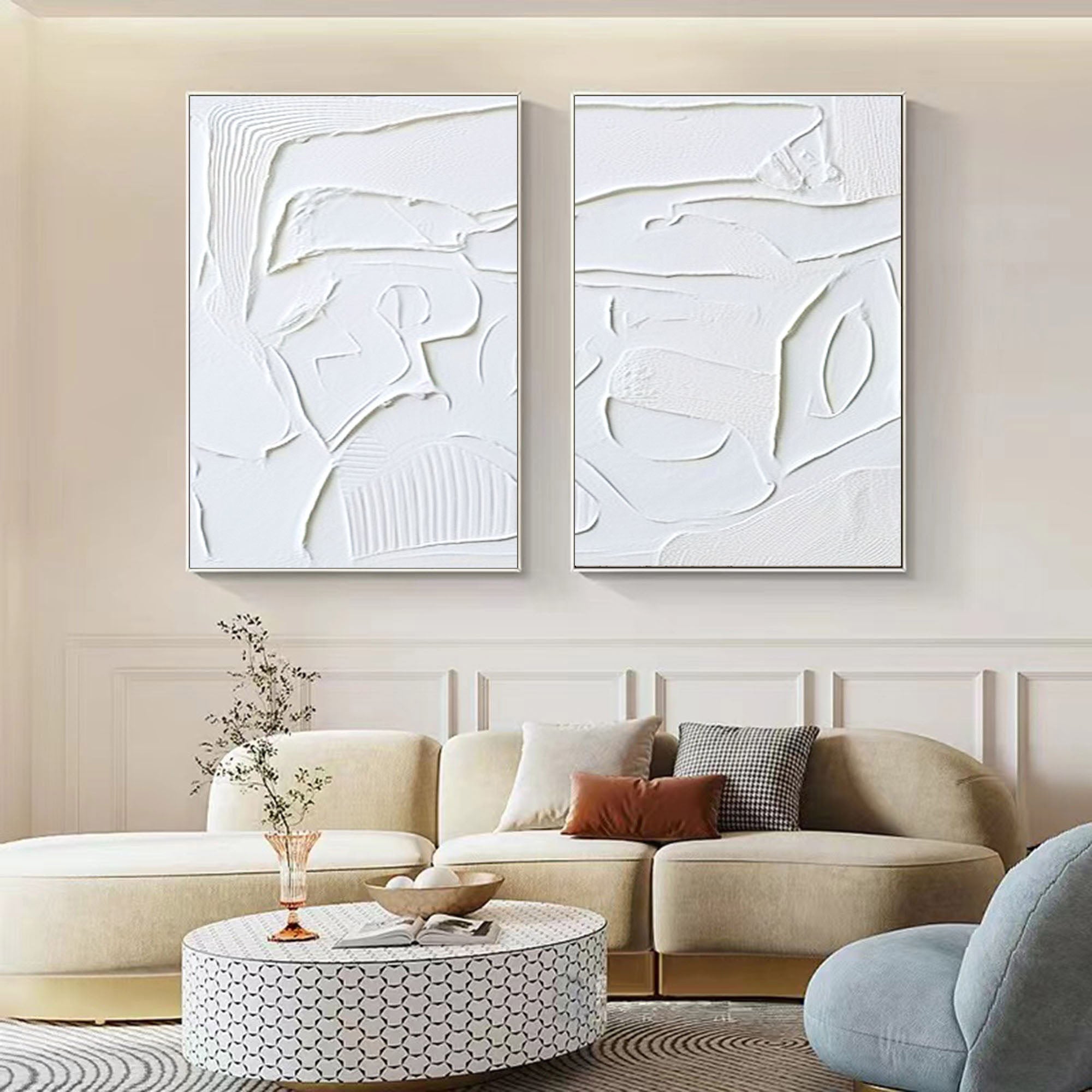 White Minimalist Painting Set Of 2 #WMS 005