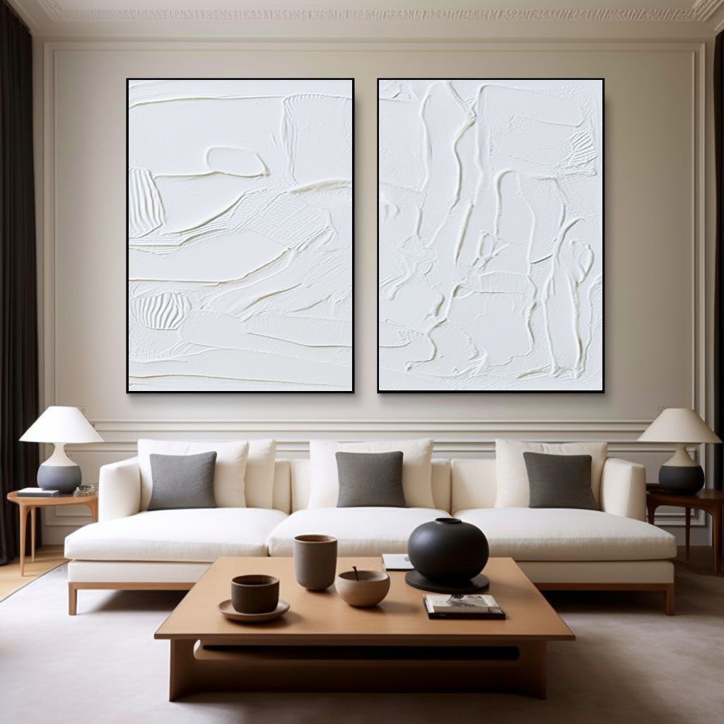 White Minimalist Painting Set Of 2 #WMS 003