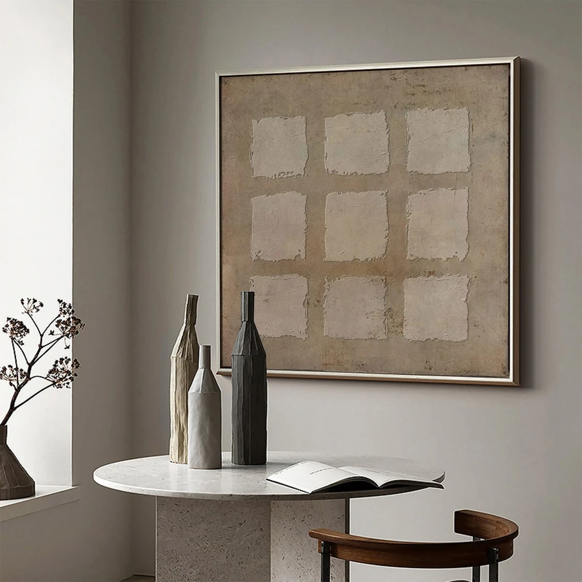 Earthy Minimalist Grid Wall Art #WSA 013