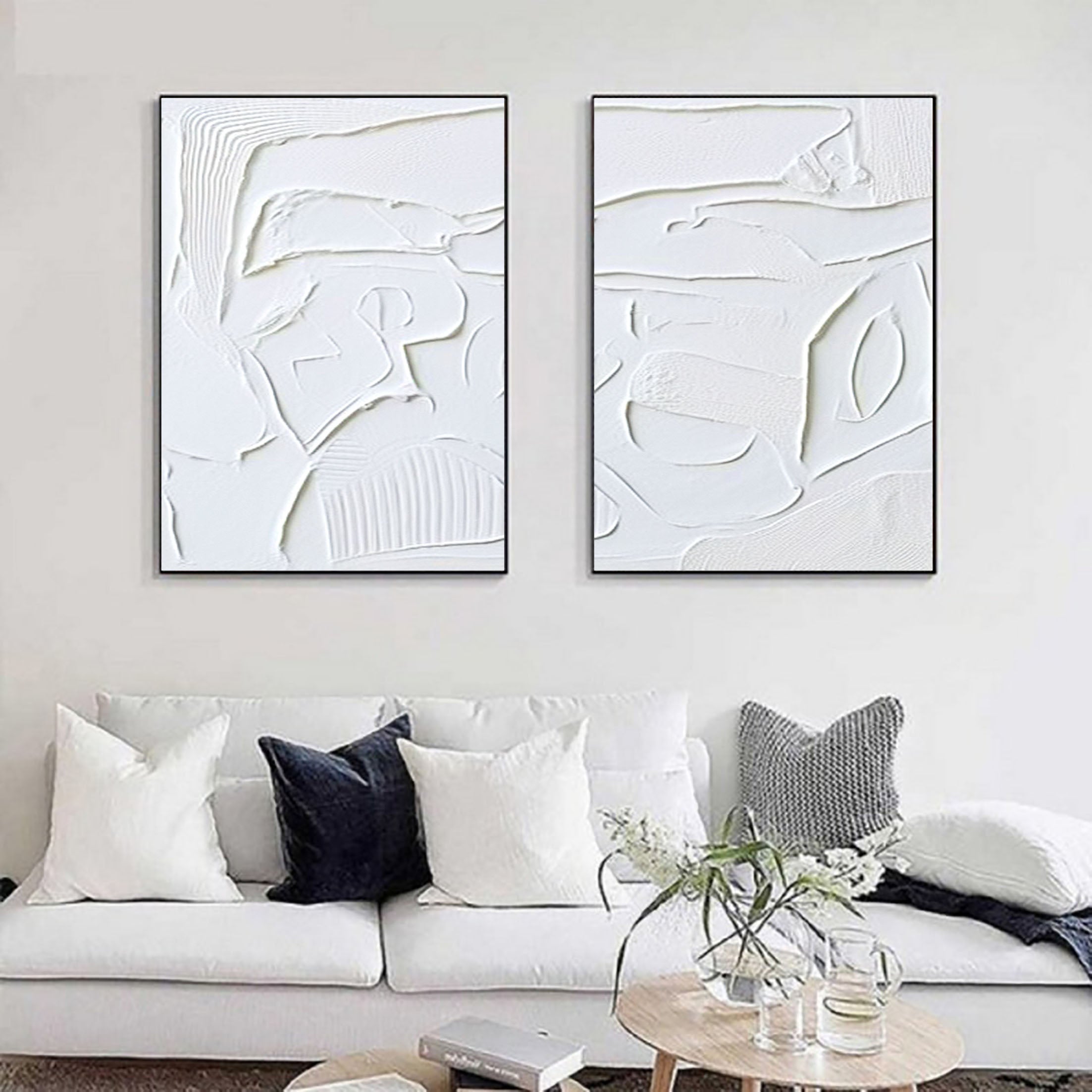 White Minimalist Painting Set Of 2 #WMS 005