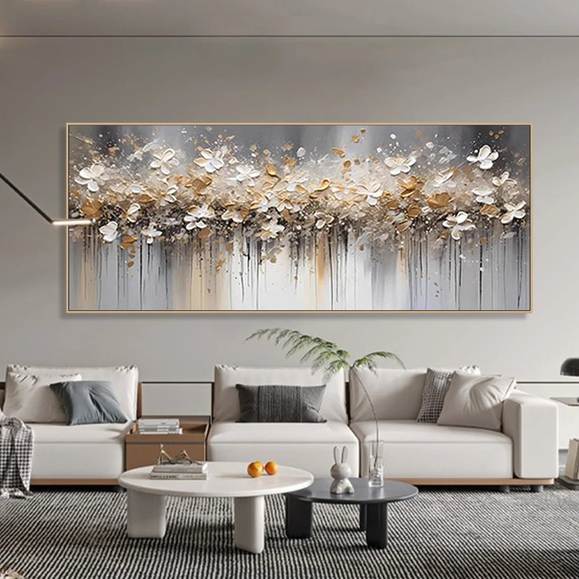 Modern Abstract Floral Wall Art with Golden Highlights #BGA 011