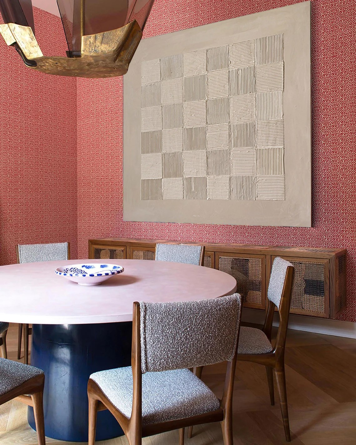 Soft Beige Checkerboard Minimalist Wall Art #WSA 012