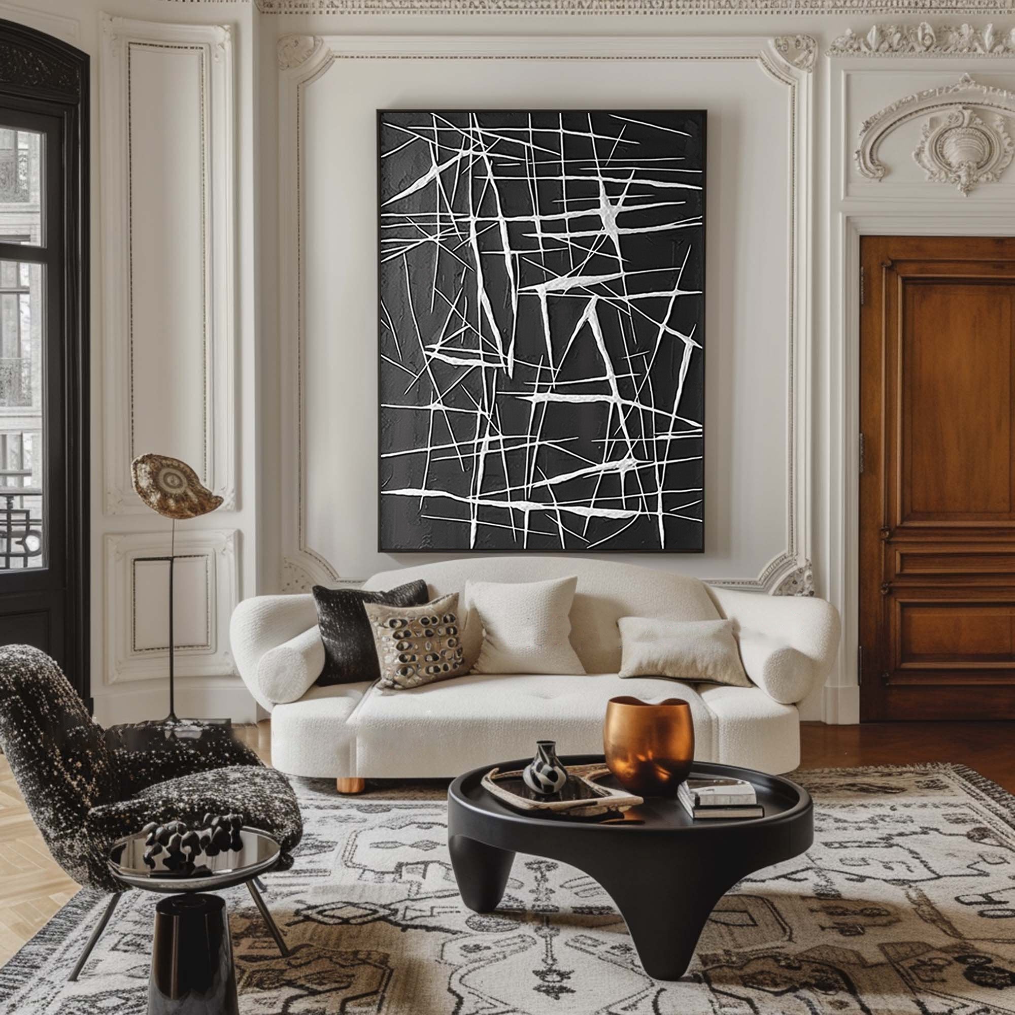 Oversized Black and White Abstract Wall Art for Bold Spaces #BBA 058