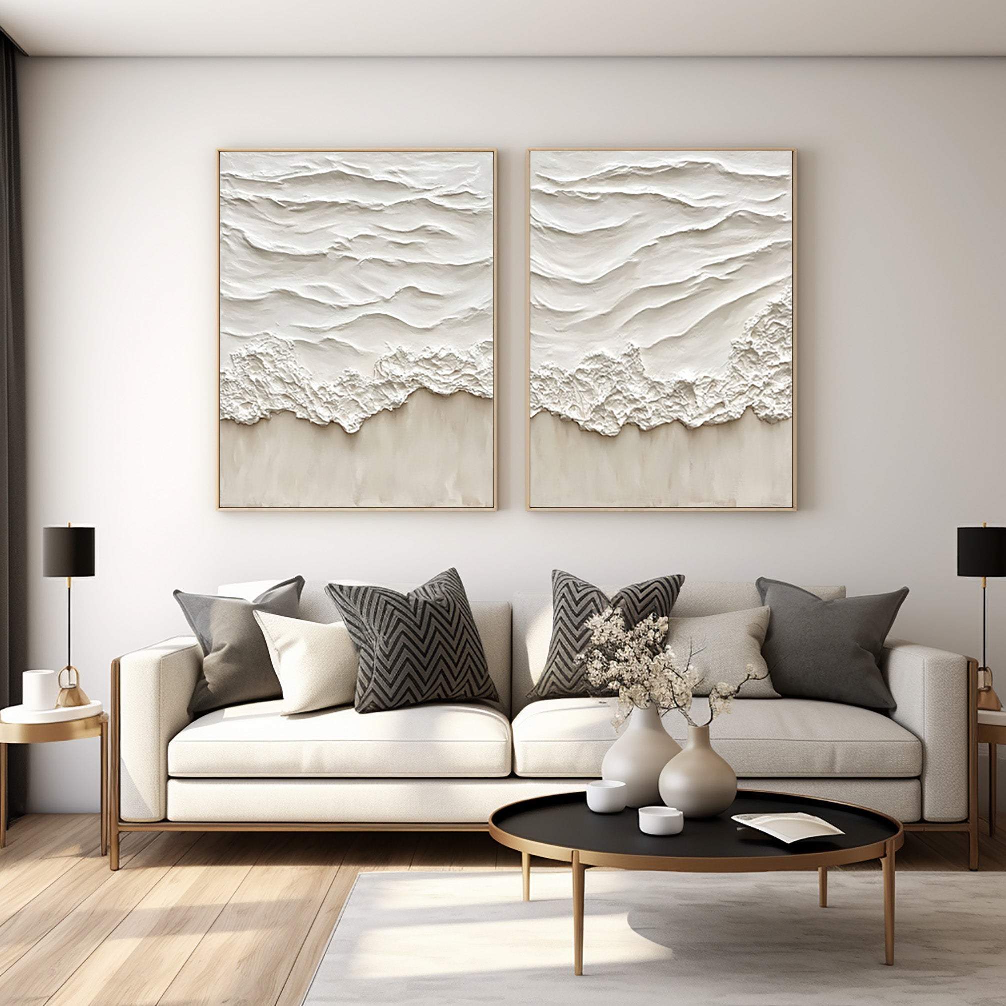 Textured Beach Waves Canvas Set for Coastal Home Decor #BBS 012