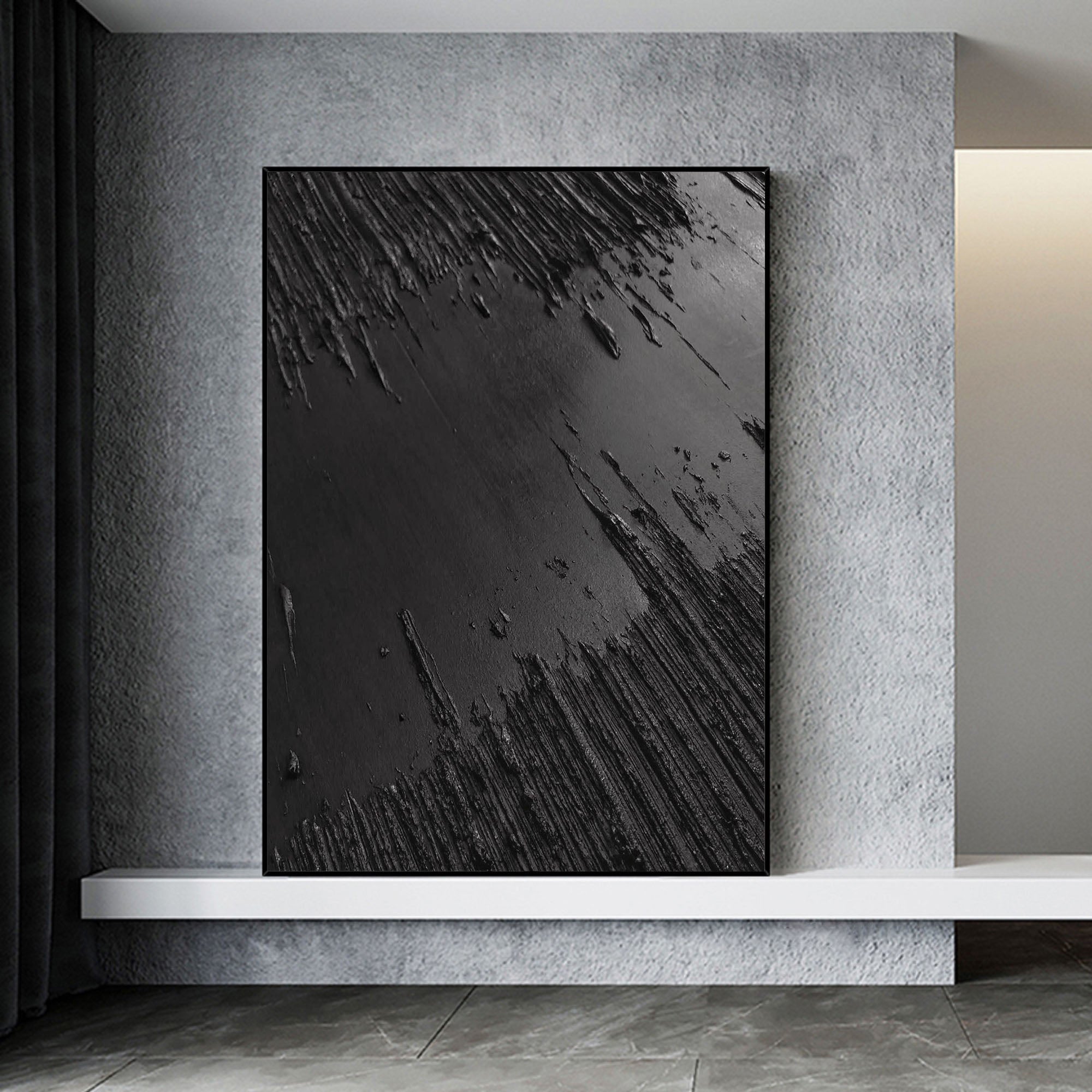 Black Minimalist Abstract Painting #AVG 007