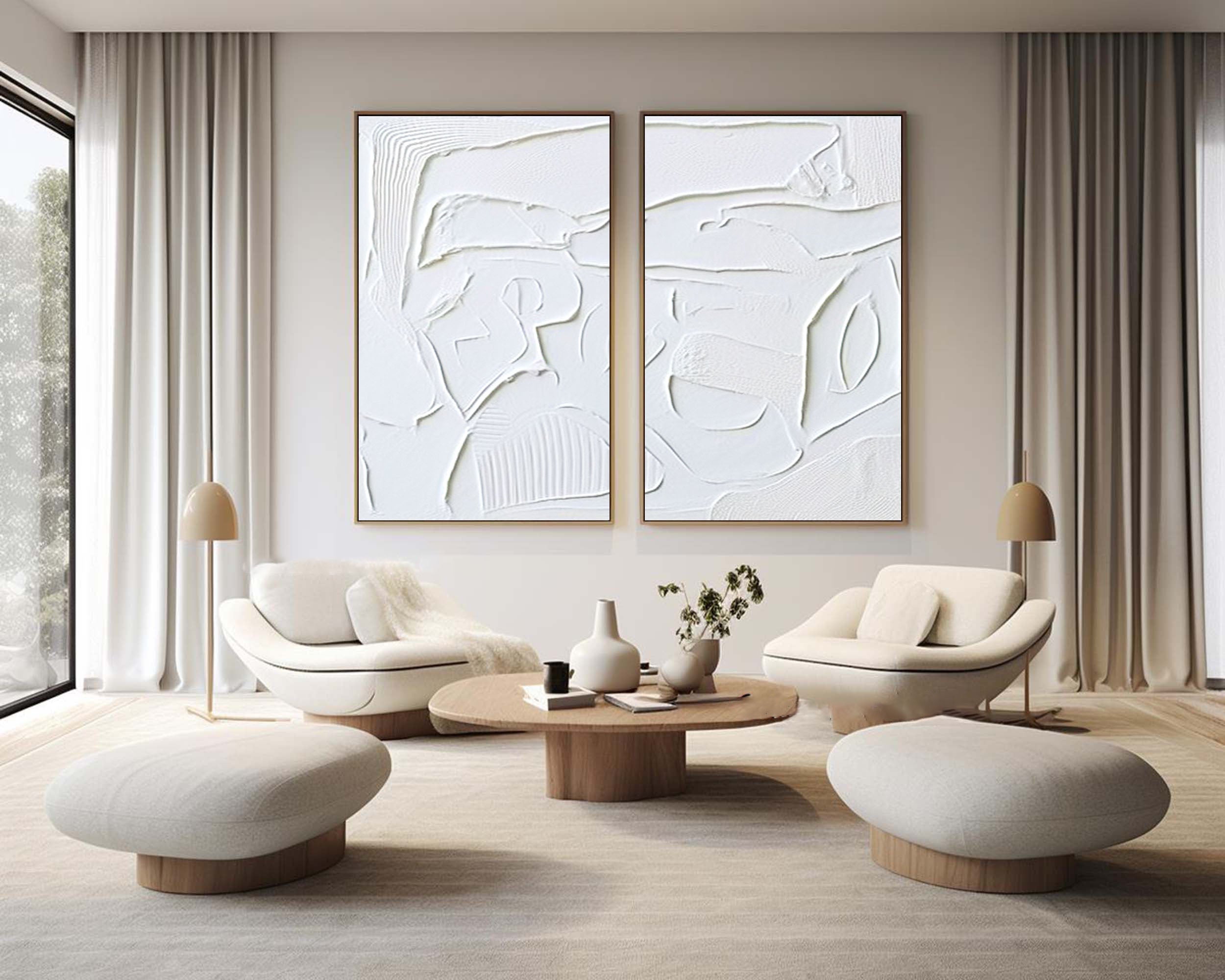 White Minimalist Painting Set Of 2 #WMS 005