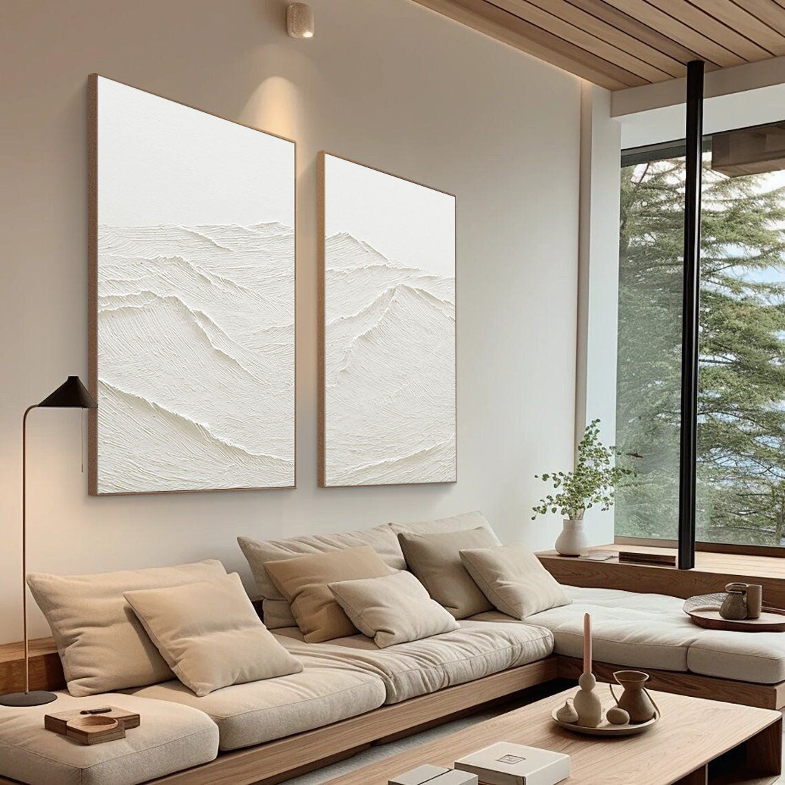 White Minimalist Abstract Painting SET OF 2 #AVG 024