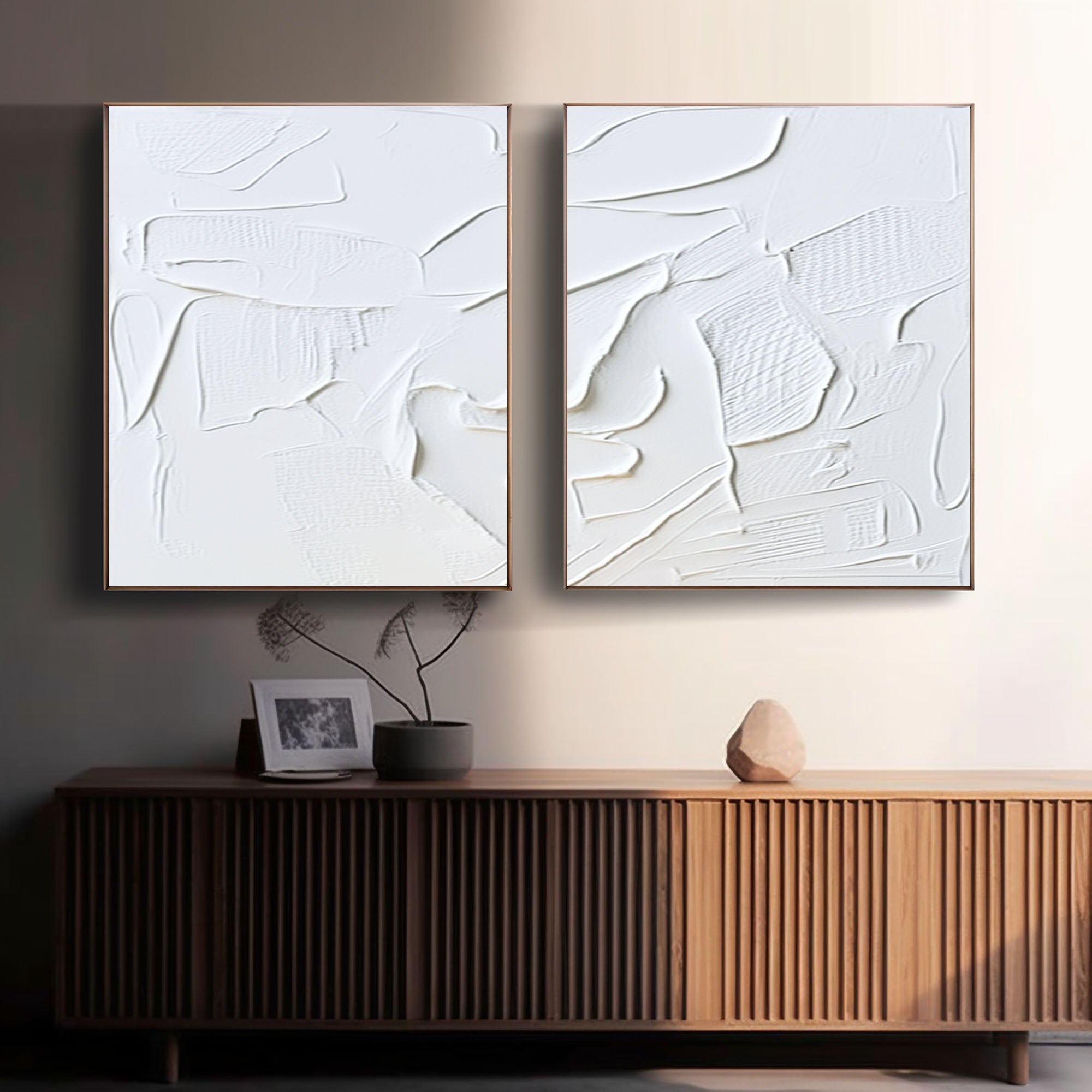 White Minimalist Painting Set Of 2 #WMS 004