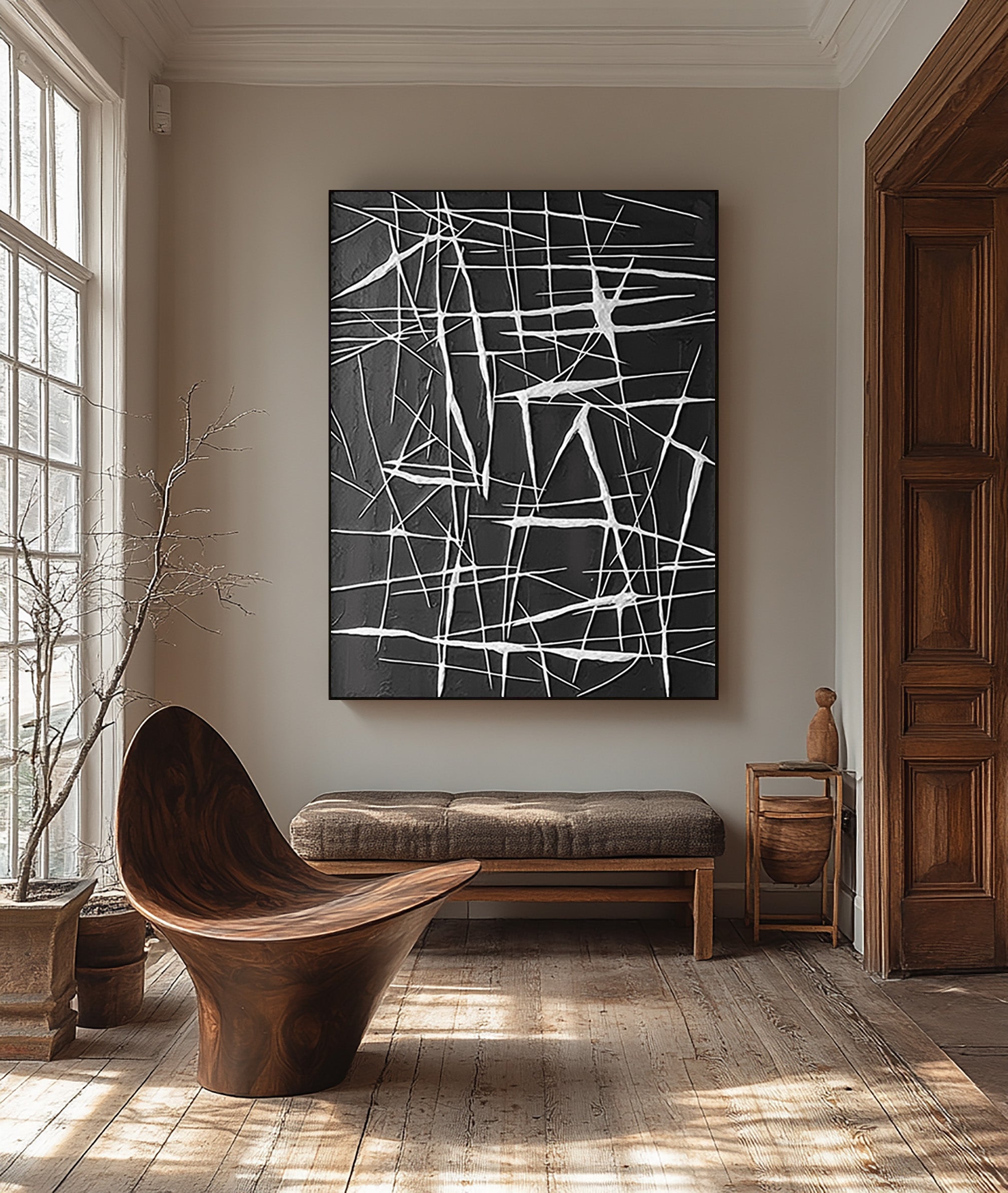 Oversized Black and White Abstract Wall Art for Bold Spaces #BBA 058