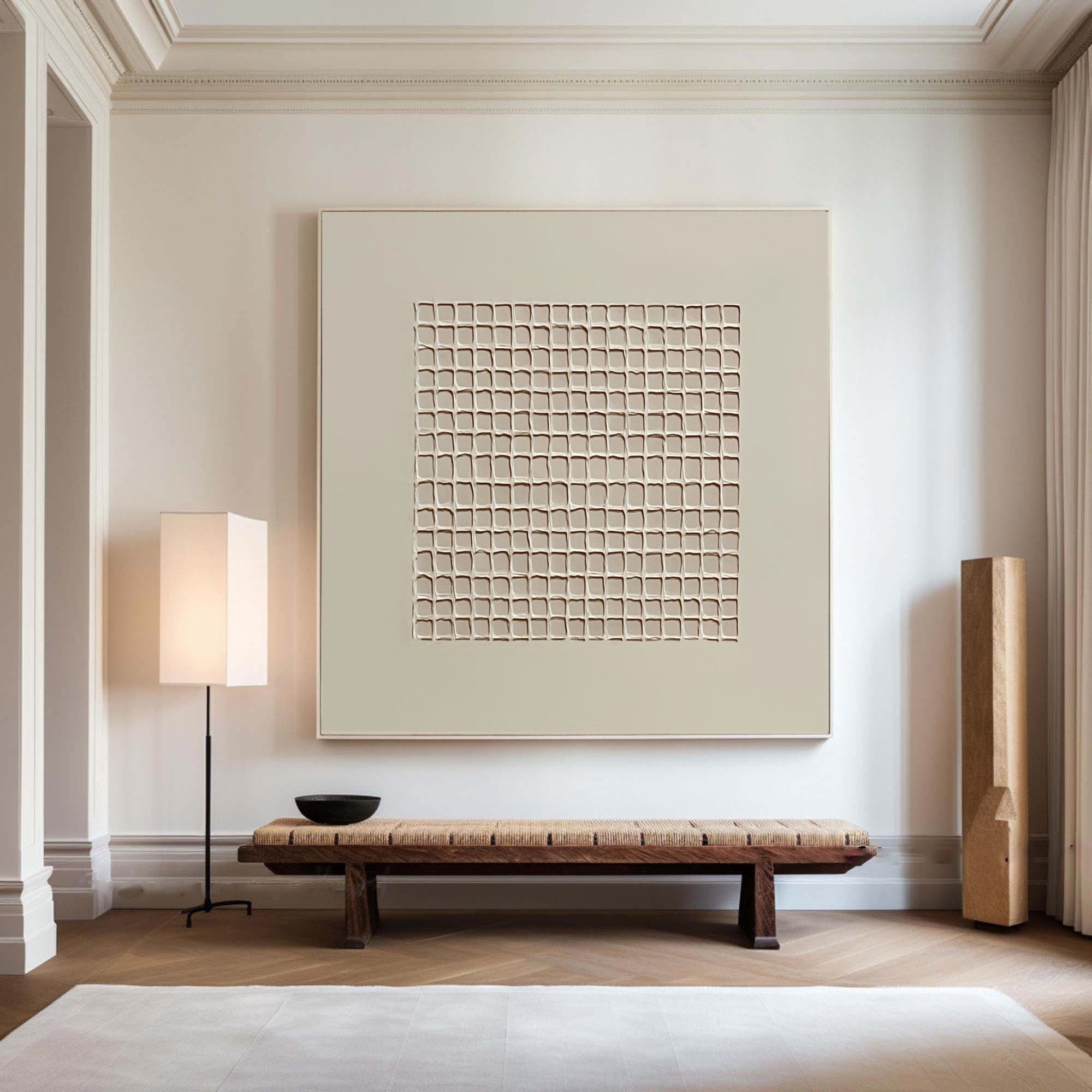 Geometric Beige Texture Canvas Art #WS 006