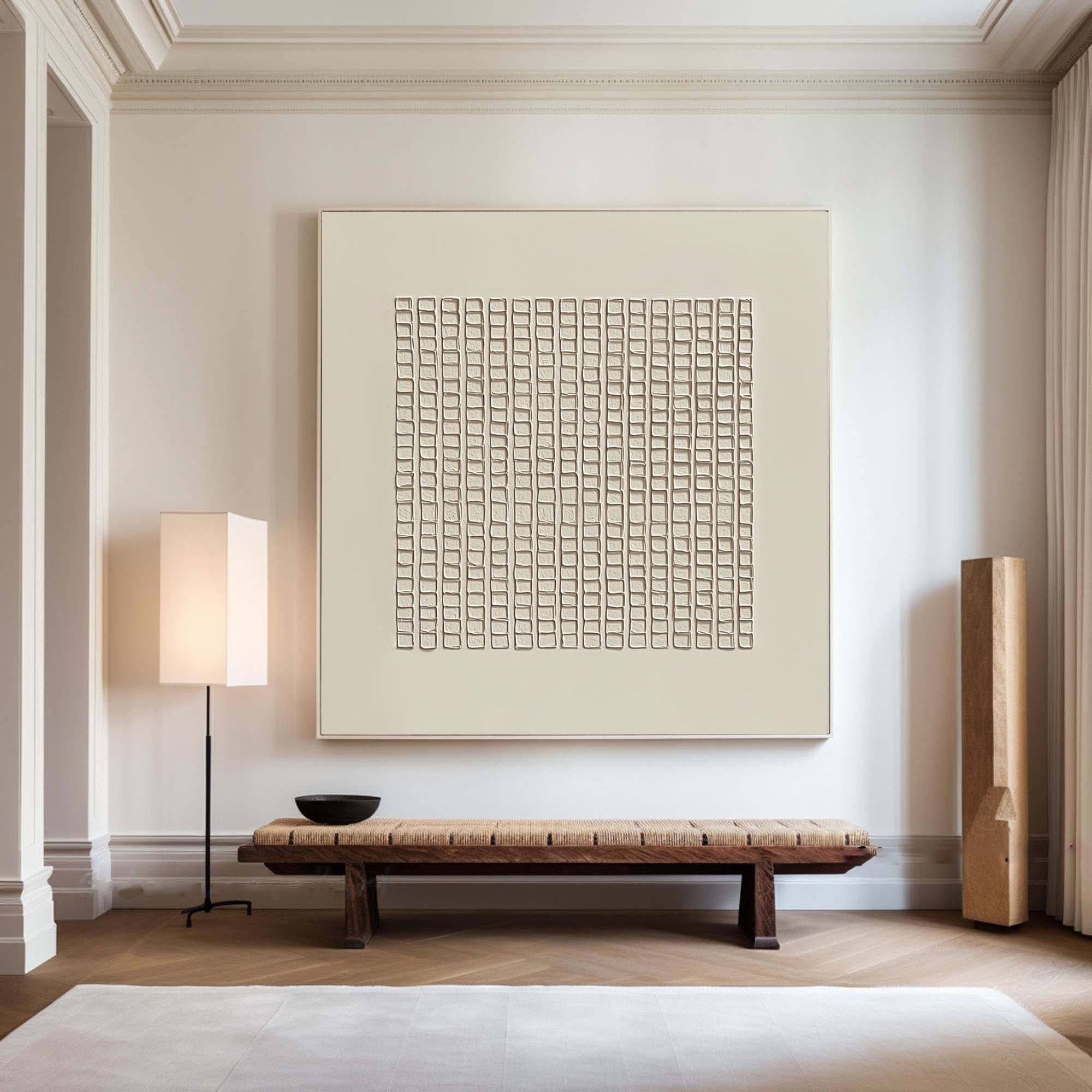 Modern Beige Grid Texture Wabi Sabi Wall Art #WS 011