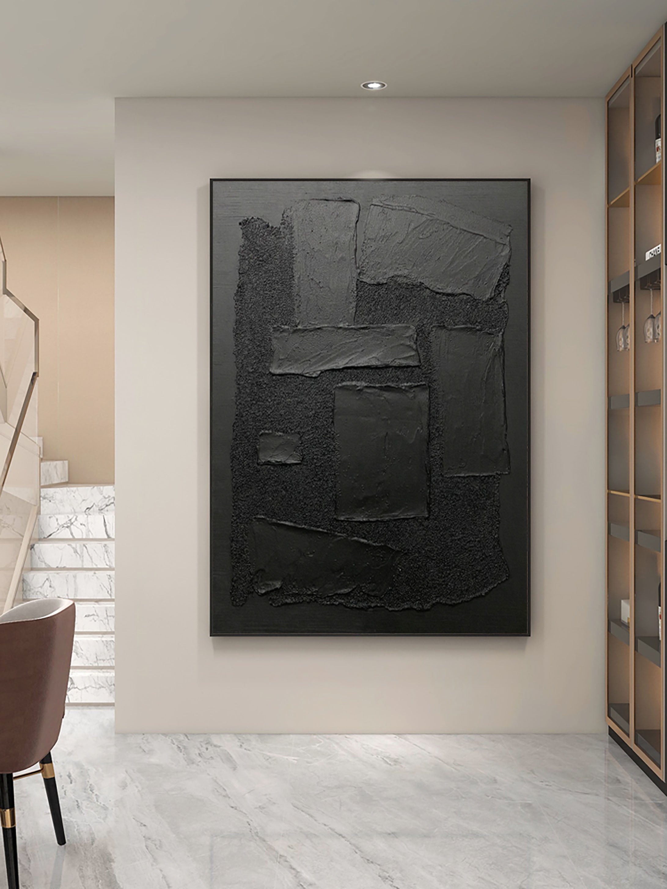 Modern Black Textured Minimalist Art #BM 030