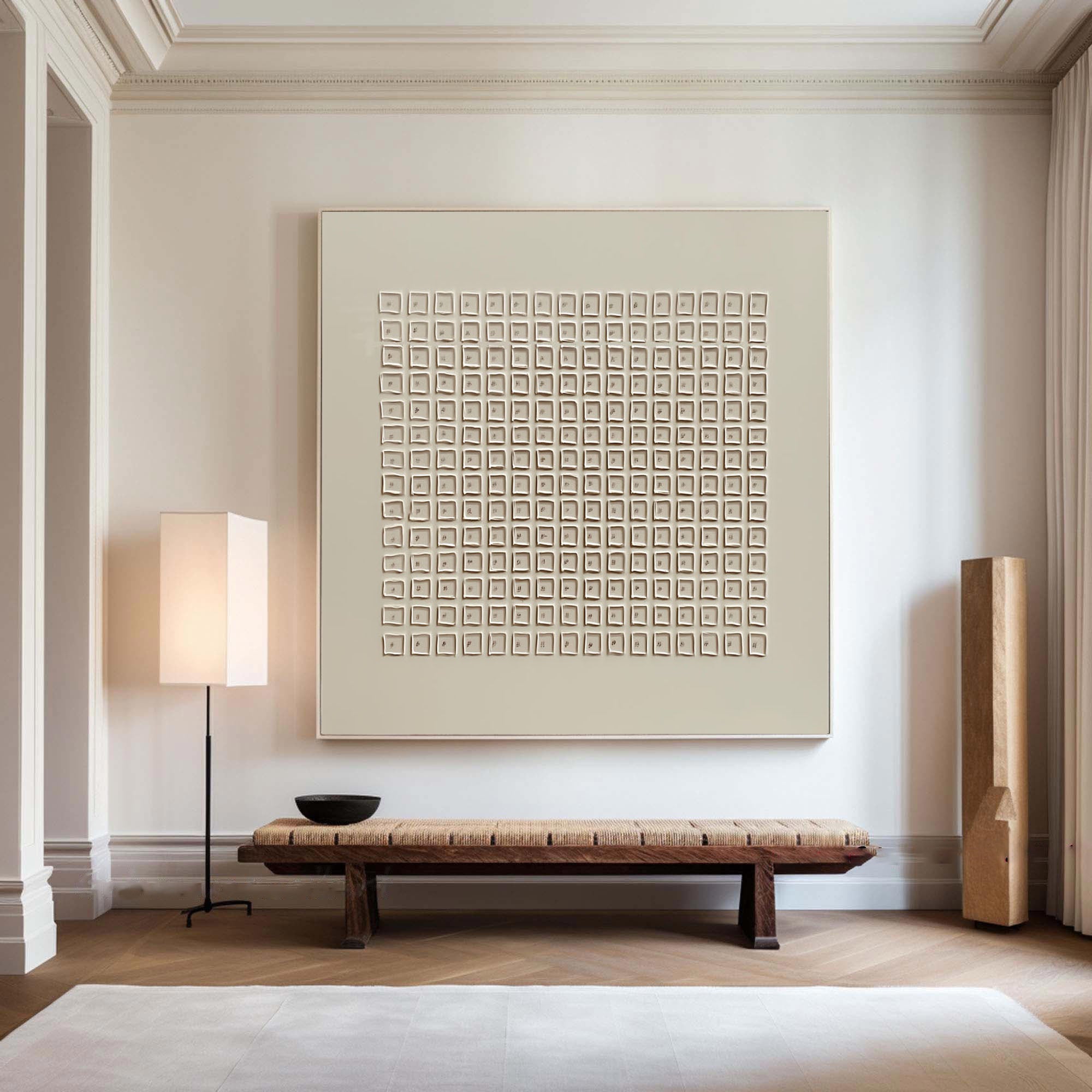 Geometric Beige Texture Canvas Art #WS 005