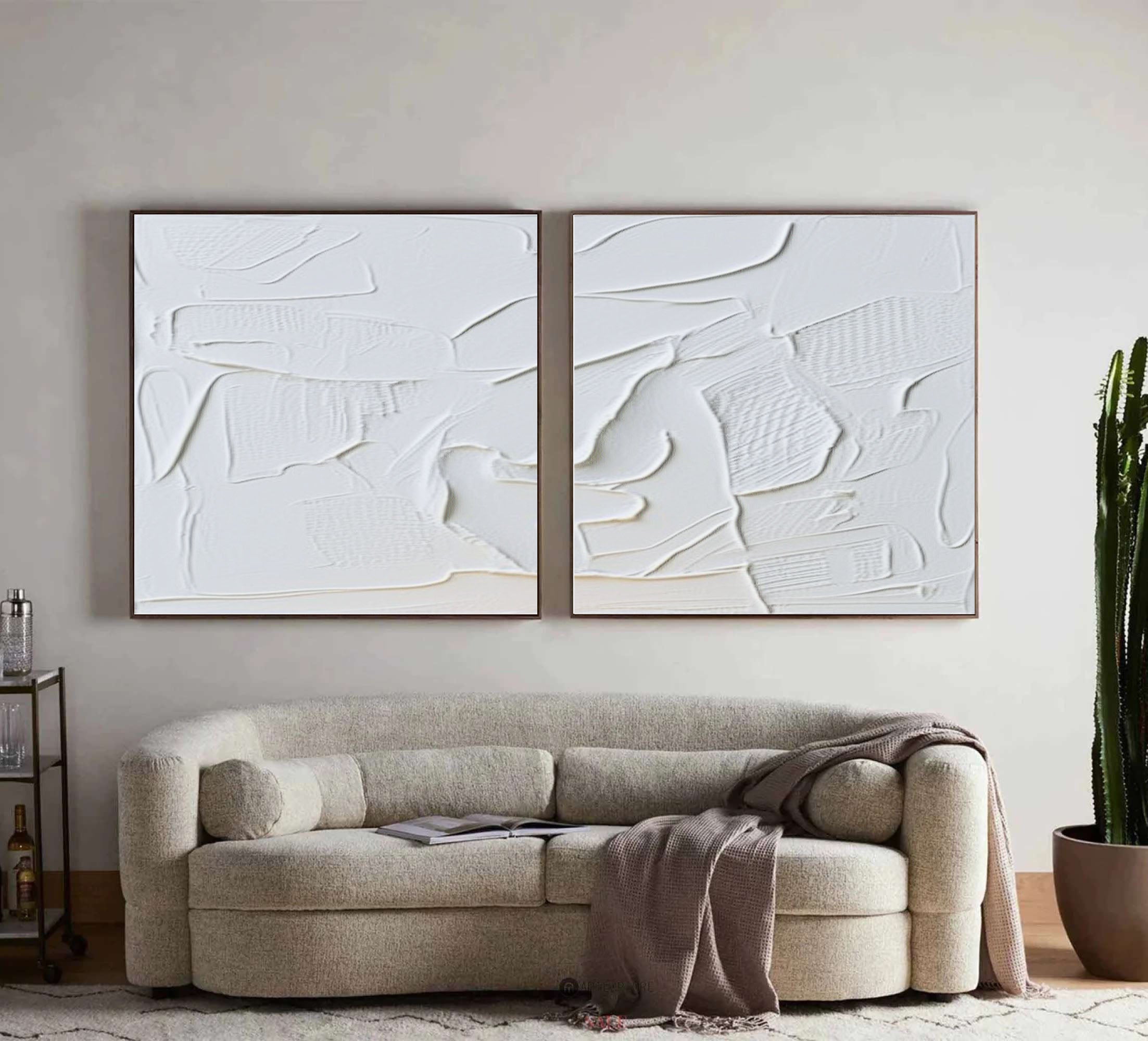 White Minimalist Painting Set Of 2 #WMS 003