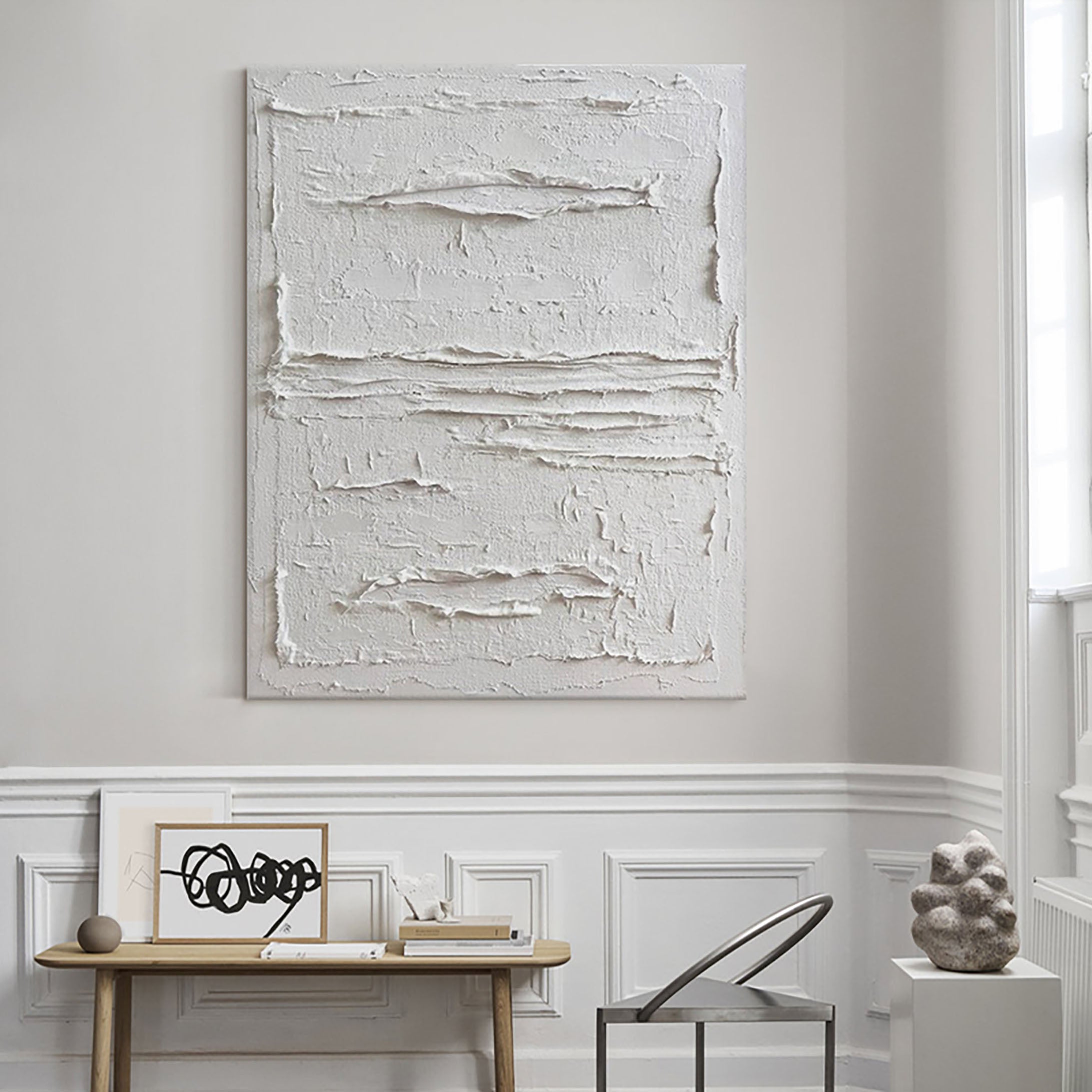 White Minimalist Abstract Painting #AVG 001