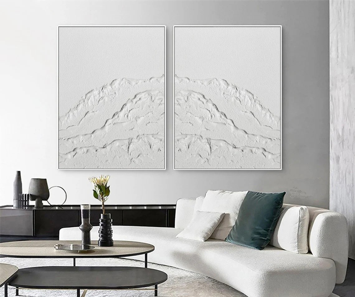 Minimalist White Textured Wall Art Set #BGA 017