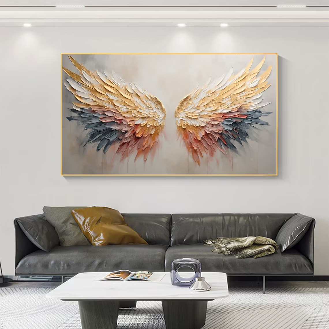 3D Angel Wing Abstract Wall Art in Soft Tones #BGA 021