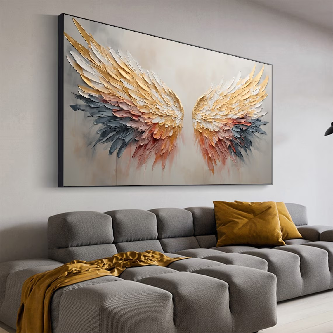 3D Angel Wing Abstract Wall Art in Soft Tones #BGA 021