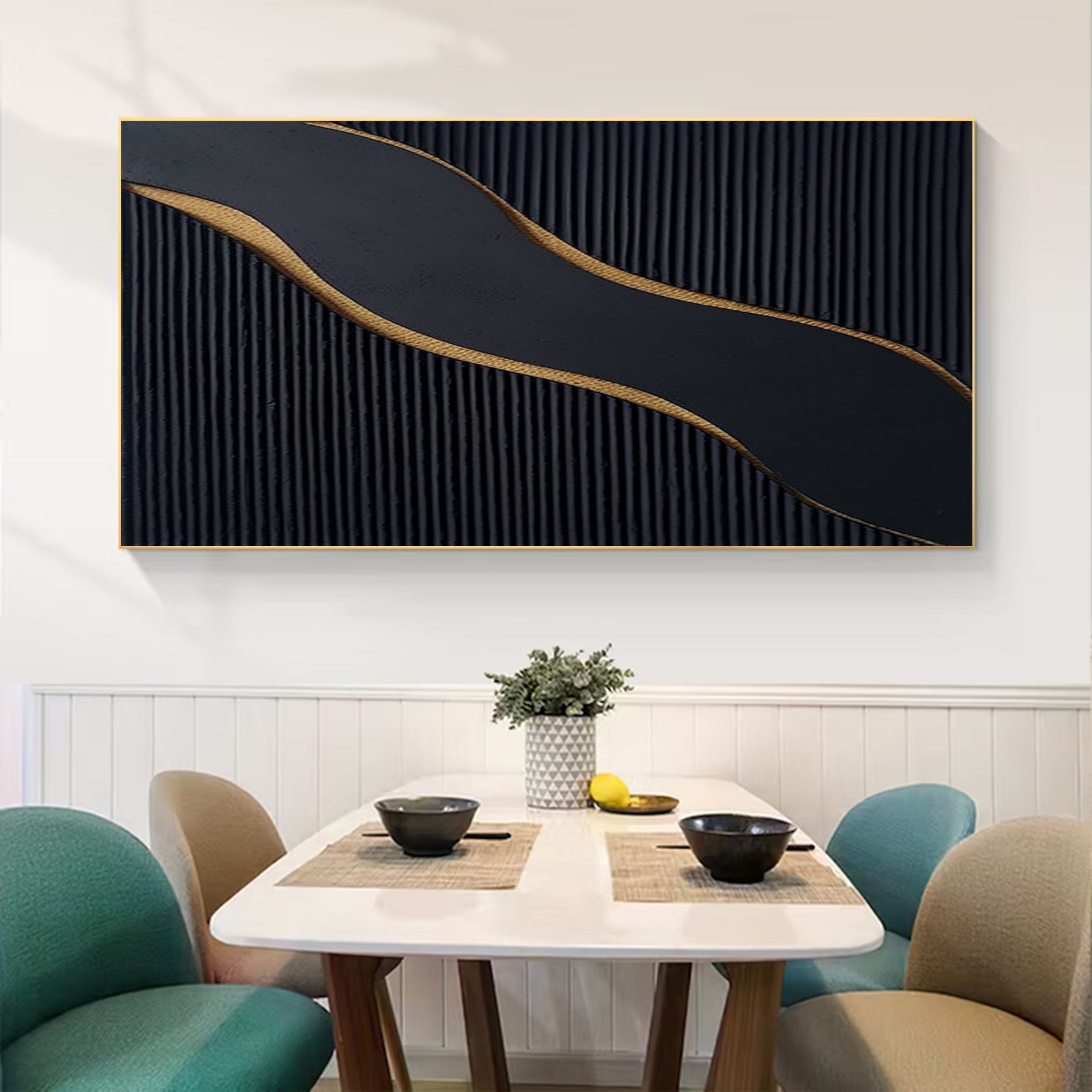 Modern Black and Gold Textured Abstract Art #BM 045