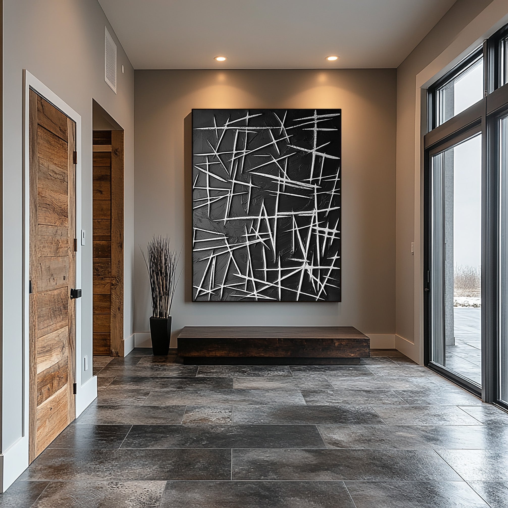 Add Elegance with Black and White Abstract Wall Art #BBA 057