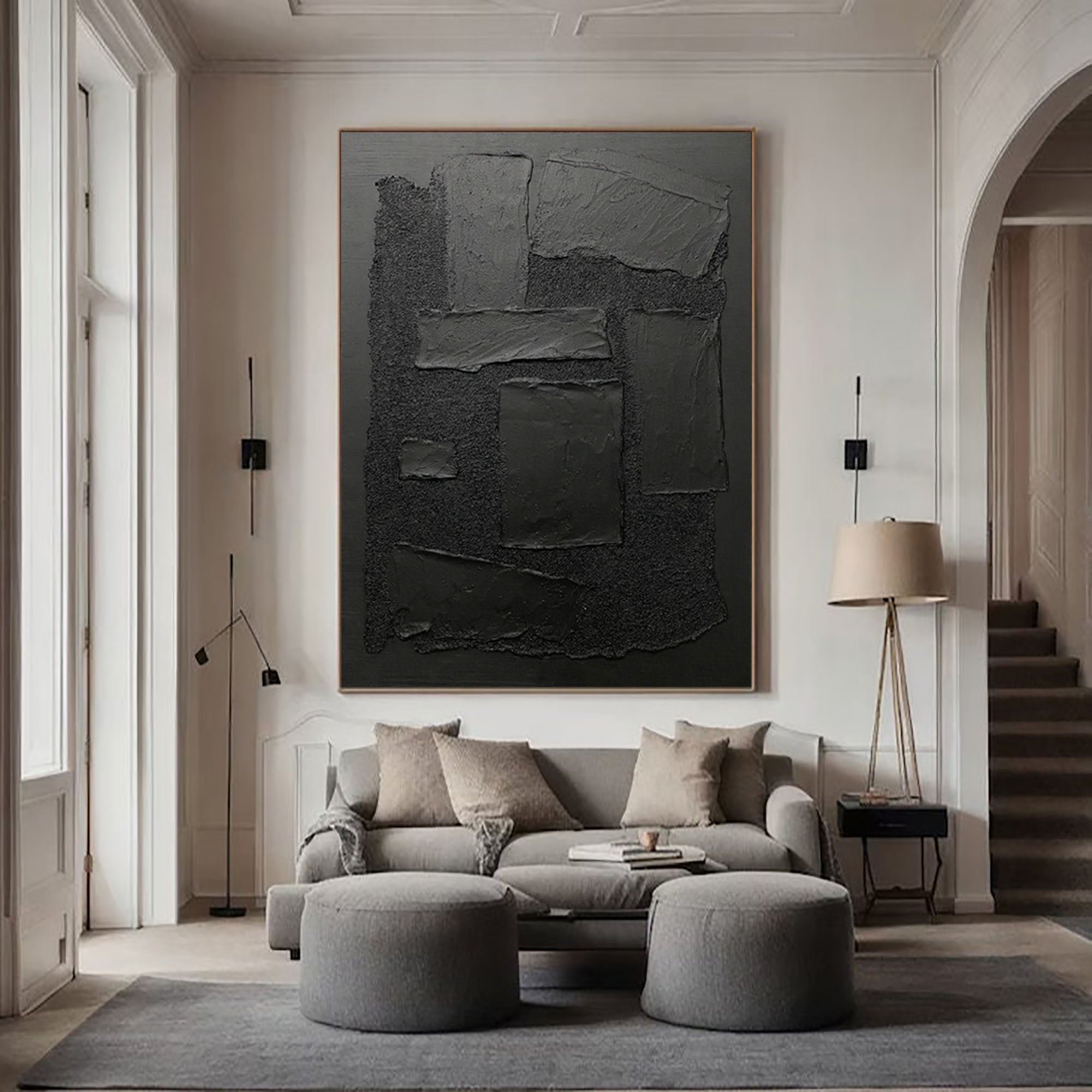 Modern Black Textured Minimalist Art #BM 030