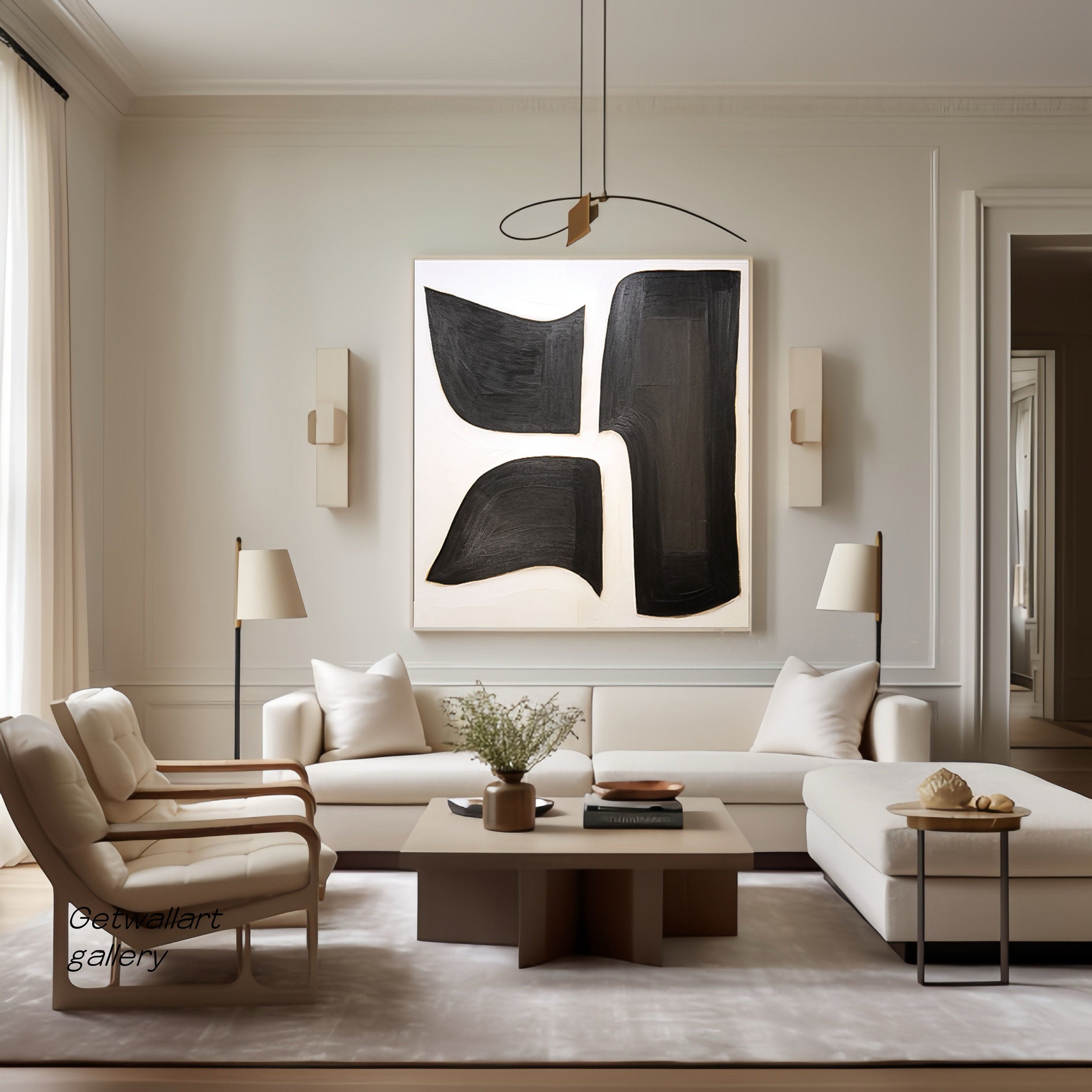 Black and White Abstract Wall Art for Modern Homes #BWA 004