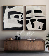 Black & White Abstract Painting on Canvas Minimalist Original for Room ...